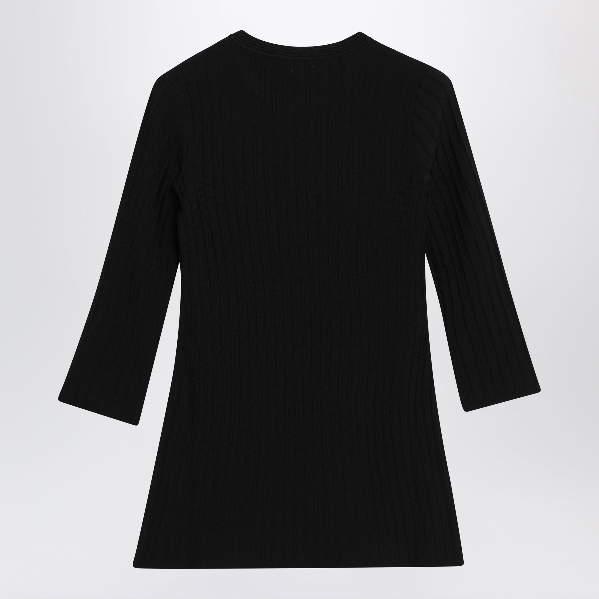 Max Mara Ribbed Crewneck Sweater In Crãªpe Viscose, Black Women MAX MARA