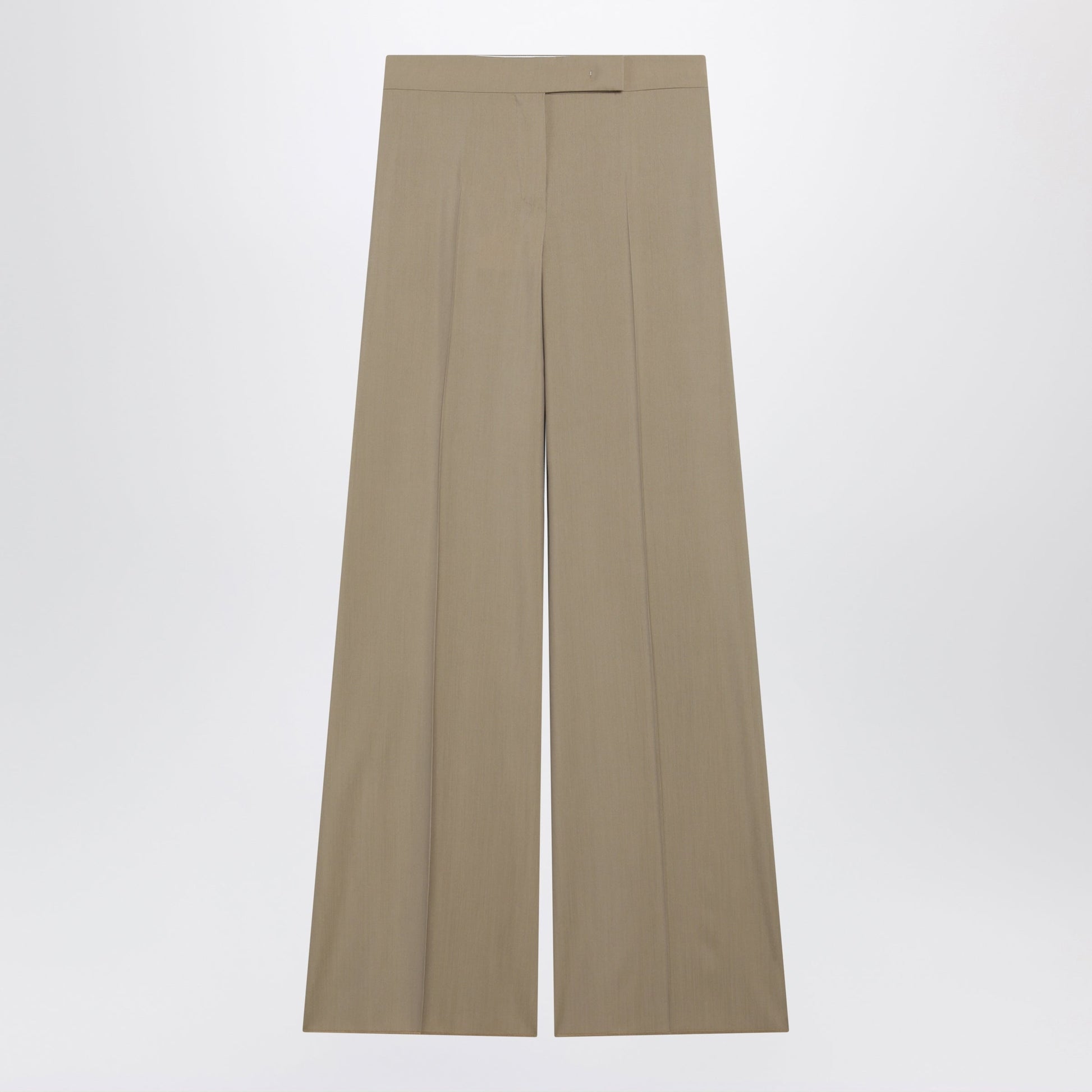 Max Mara Wide-Leg Trousers In Sand-Colored Wool And Silk Poplin Women MAX MARA