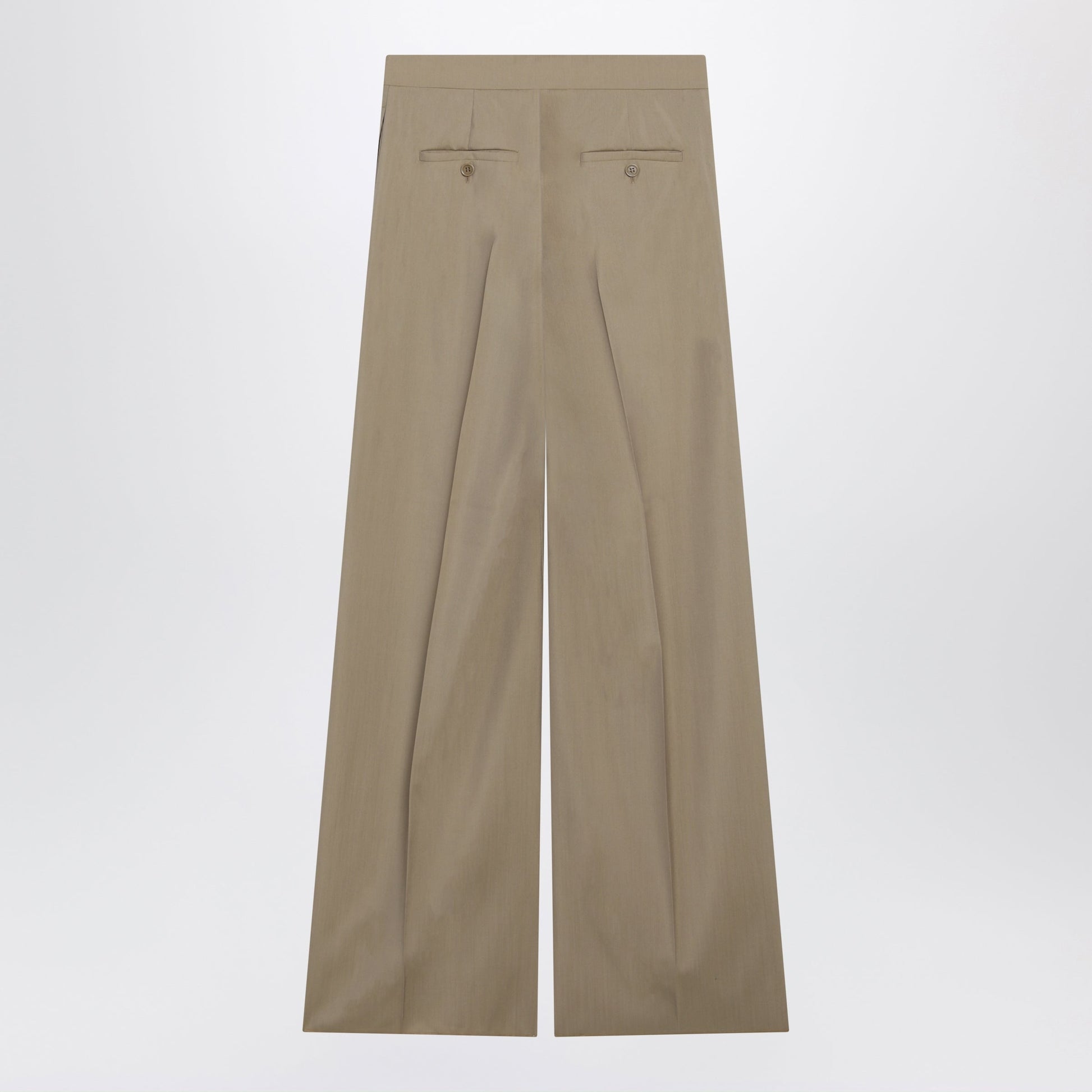 Max Mara Wide-Leg Trousers In Sand-Colored Wool And Silk Poplin Women MAX MARA