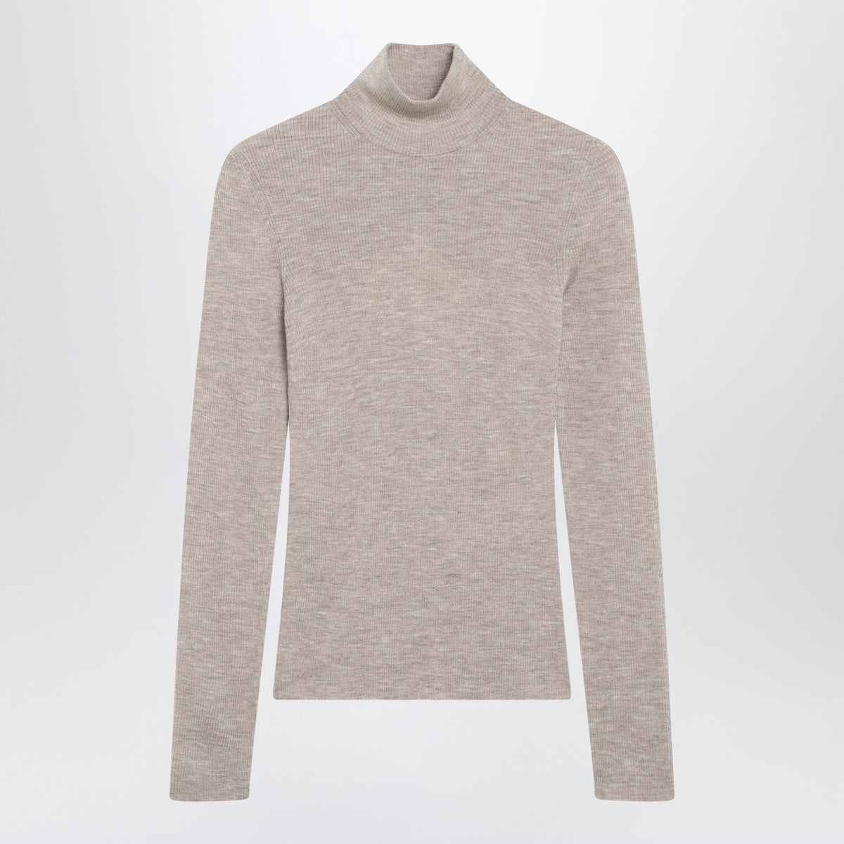 Max Mara Beige Melange Turtleneck Sweater In Virgin Wool Women MAX MARA