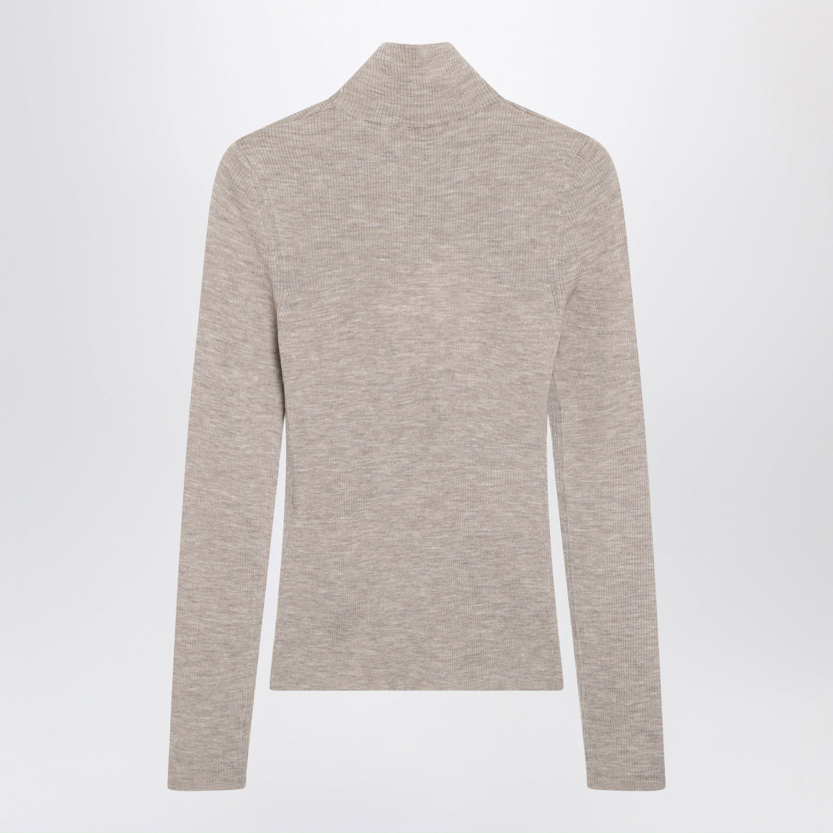 Max Mara Beige Melange Turtleneck Sweater In Virgin Wool Women MAX MARA