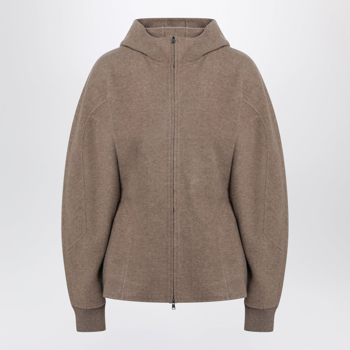 Max Mara Brown Hooded Sweatshirt In Wool And Cashmere Women MAX MARA
