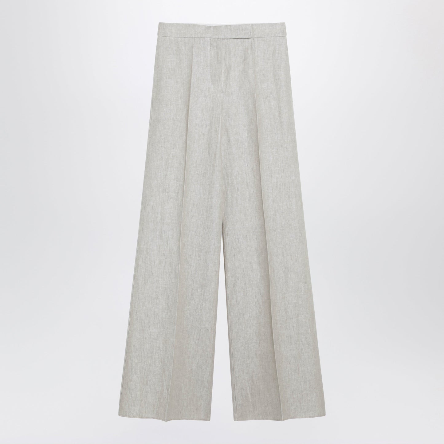 Max Mara Wide-Leg Trousers In Brown/Grey Linen Drill Women MAX MARA