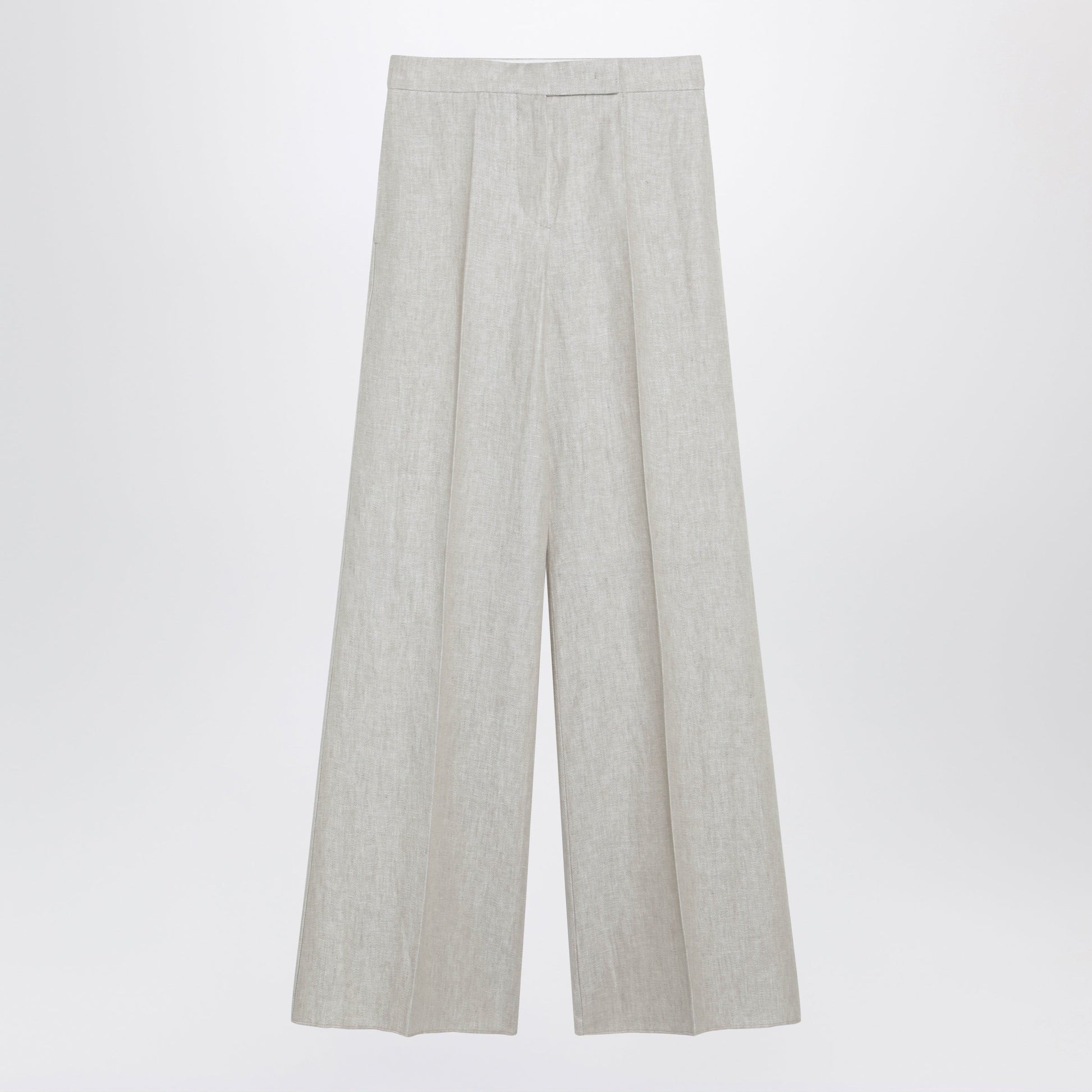 Max Mara Wide-Leg Trousers In Brown/Grey Linen Drill Women MAX MARA