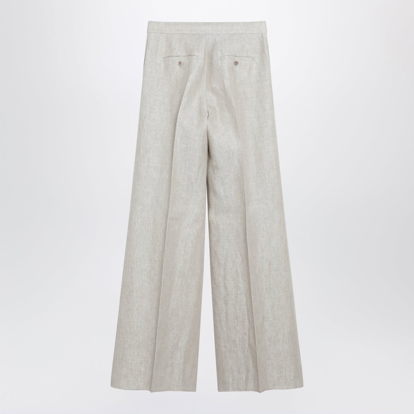 Max Mara Wide-Leg Trousers In Brown/Grey Linen Drill Women MAX MARA