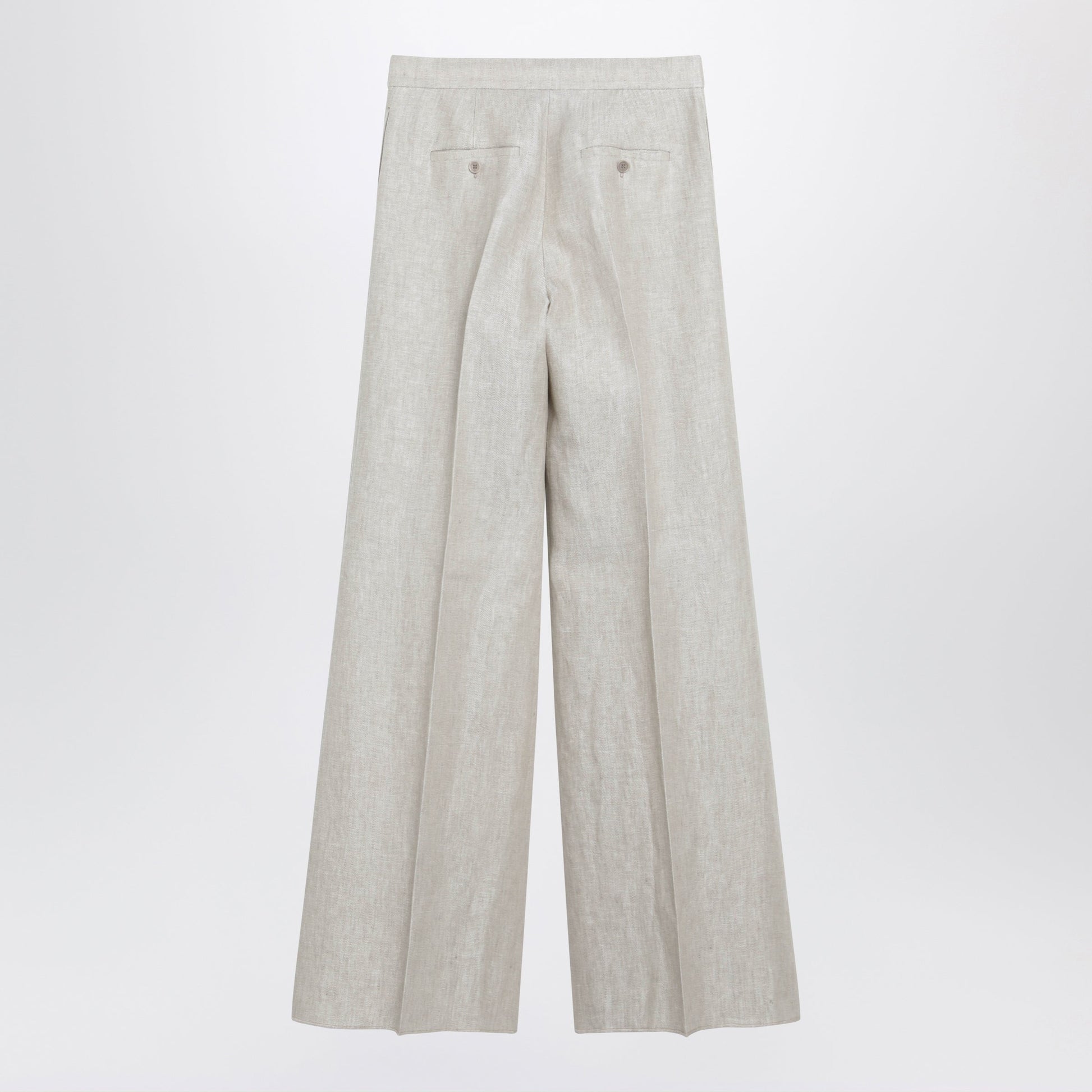 Max Mara Wide-Leg Trousers In Brown/Grey Linen Drill Women MAX MARA