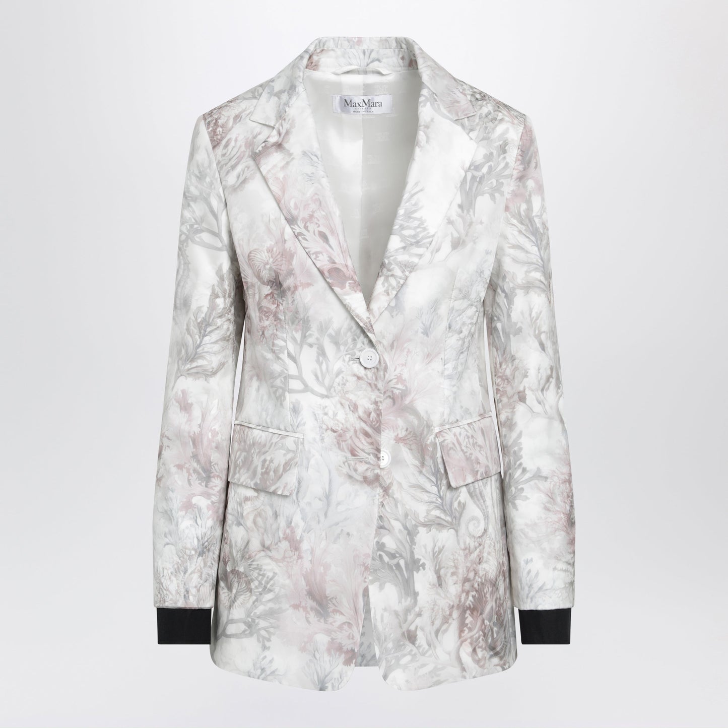 Max Mara Slim Blazer In Printed Organza And Cotton Gabardine Women MAX MARA