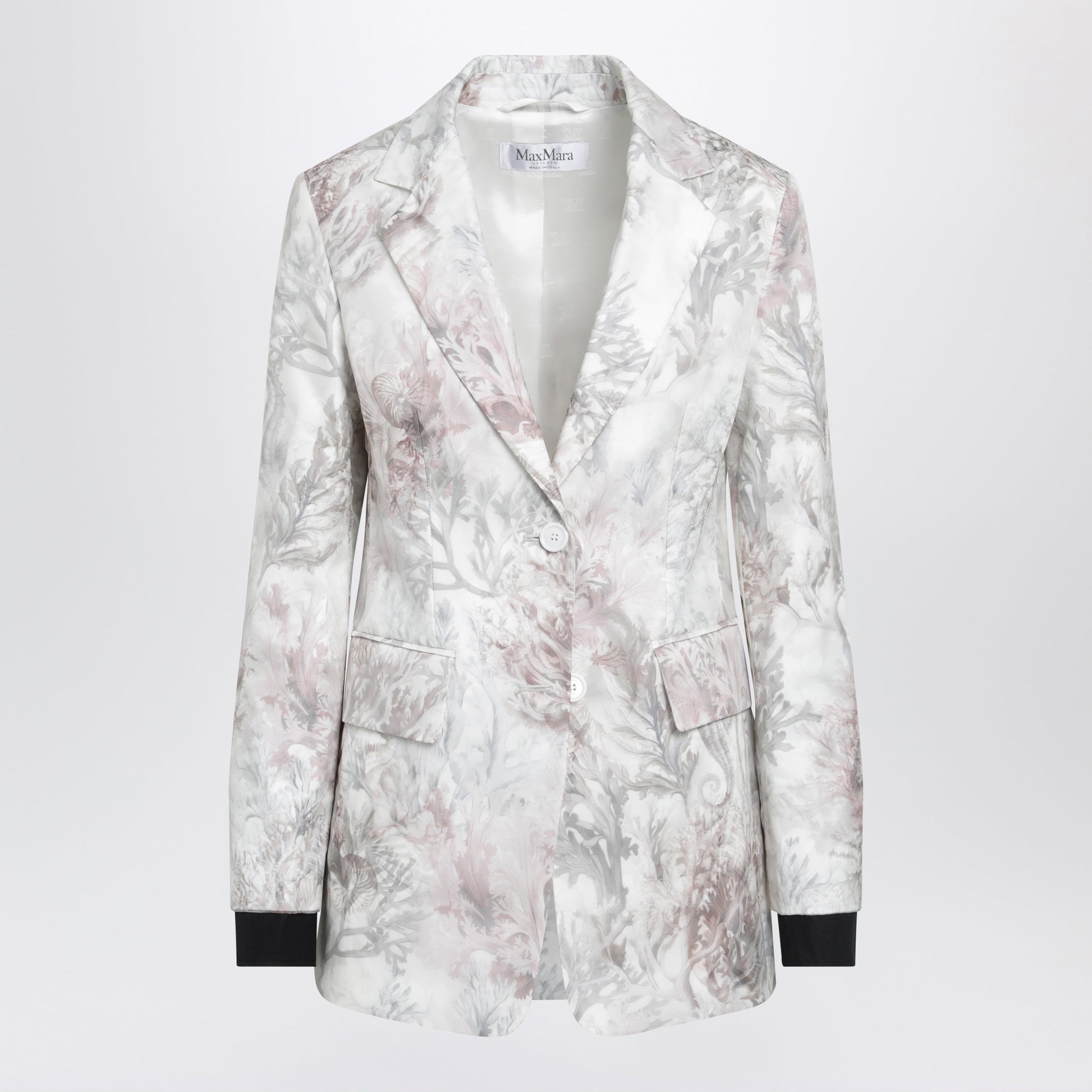 Max Mara Slim Blazer In Printed Organza And Cotton Gabardine Women MAX MARA