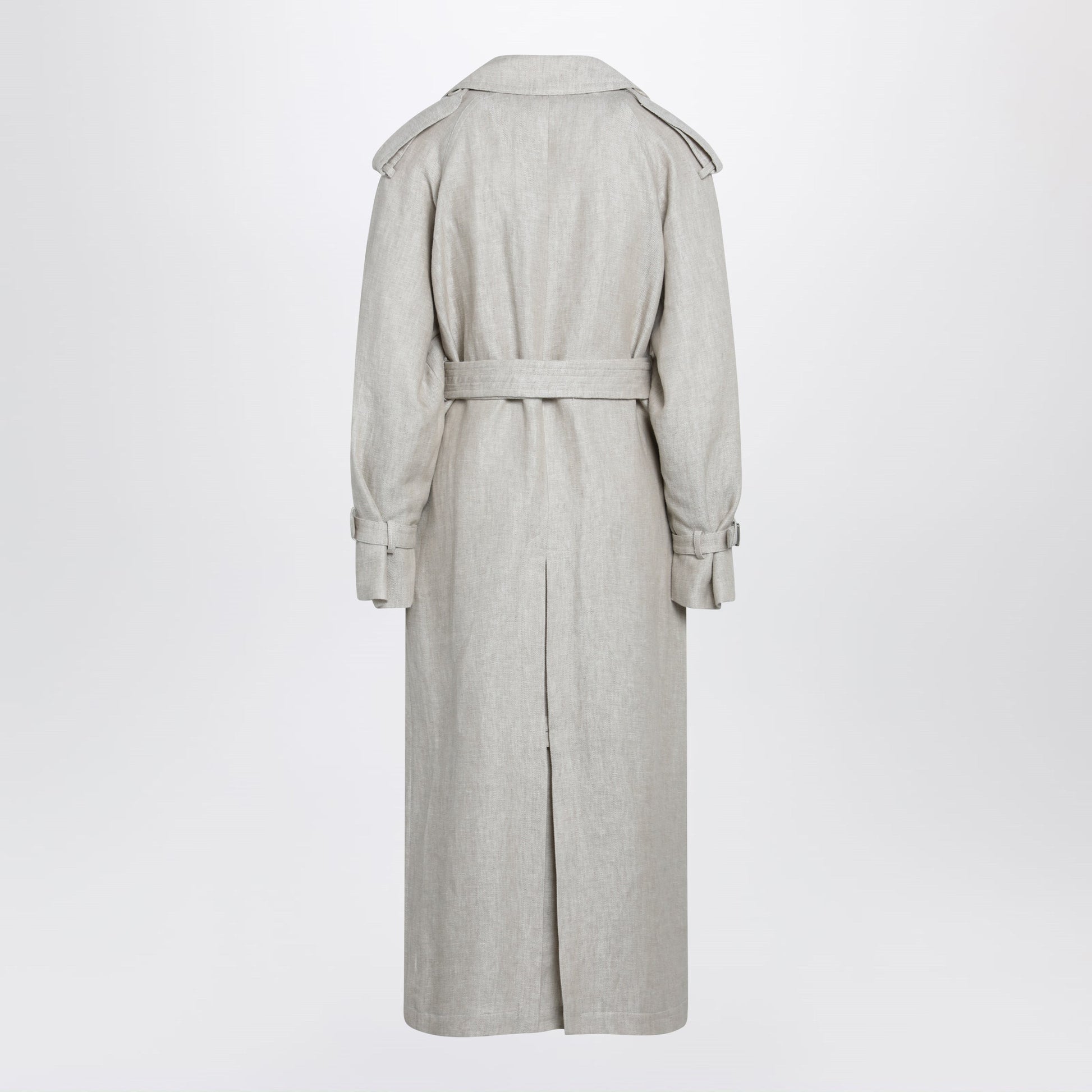 Max Mara Sand-Coloured Double-Breasted Duster Coat In Linen Drill Women MAX MARA