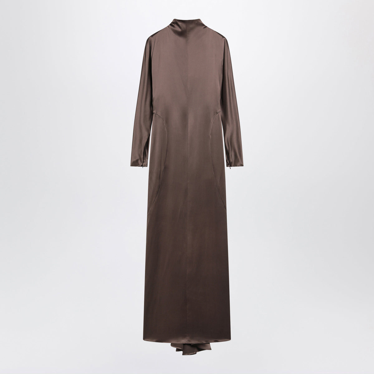 Max Mara Brown Long Dress In Silk Satin Women MAX MARA