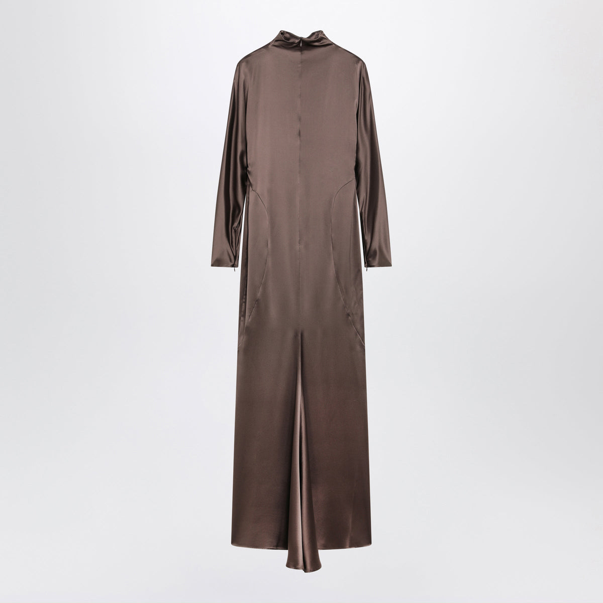 Max Mara Brown Long Dress In Silk Satin Women MAX MARA