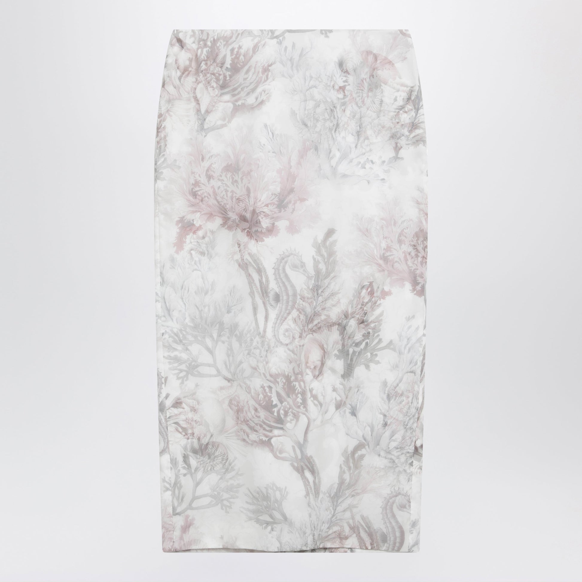 Max Mara Pencil Skirt In Printed Gabardine And Organza Women MAX MARA