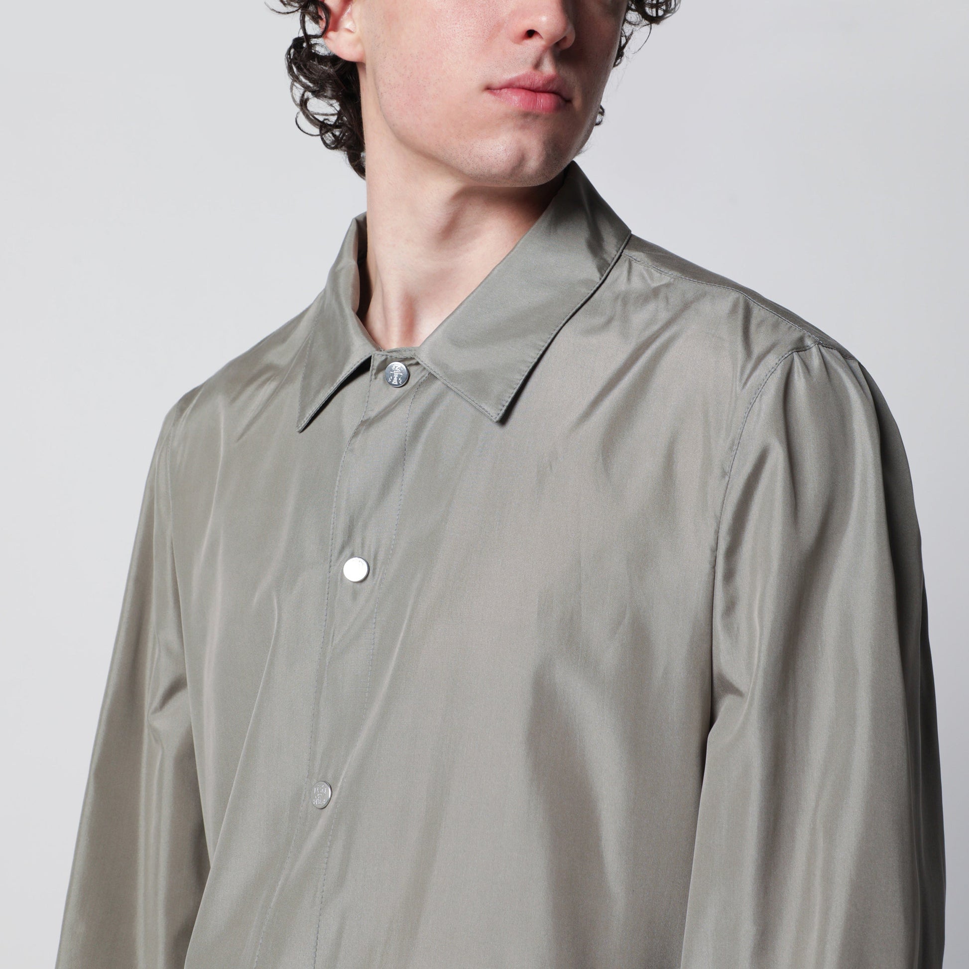 Brunello Cucinelli Unlined Jacket In Khaki Membrane Silk Men BRUNELLO CUCINELLI