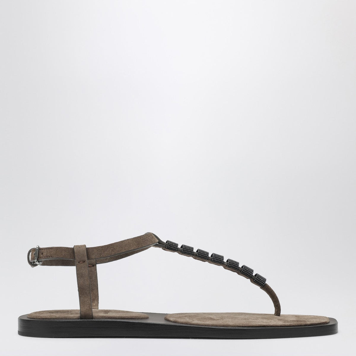 Brunello Cucinelli Suede Thong Sandals With Precious Straps Women BRUNELLO CUCINELLI