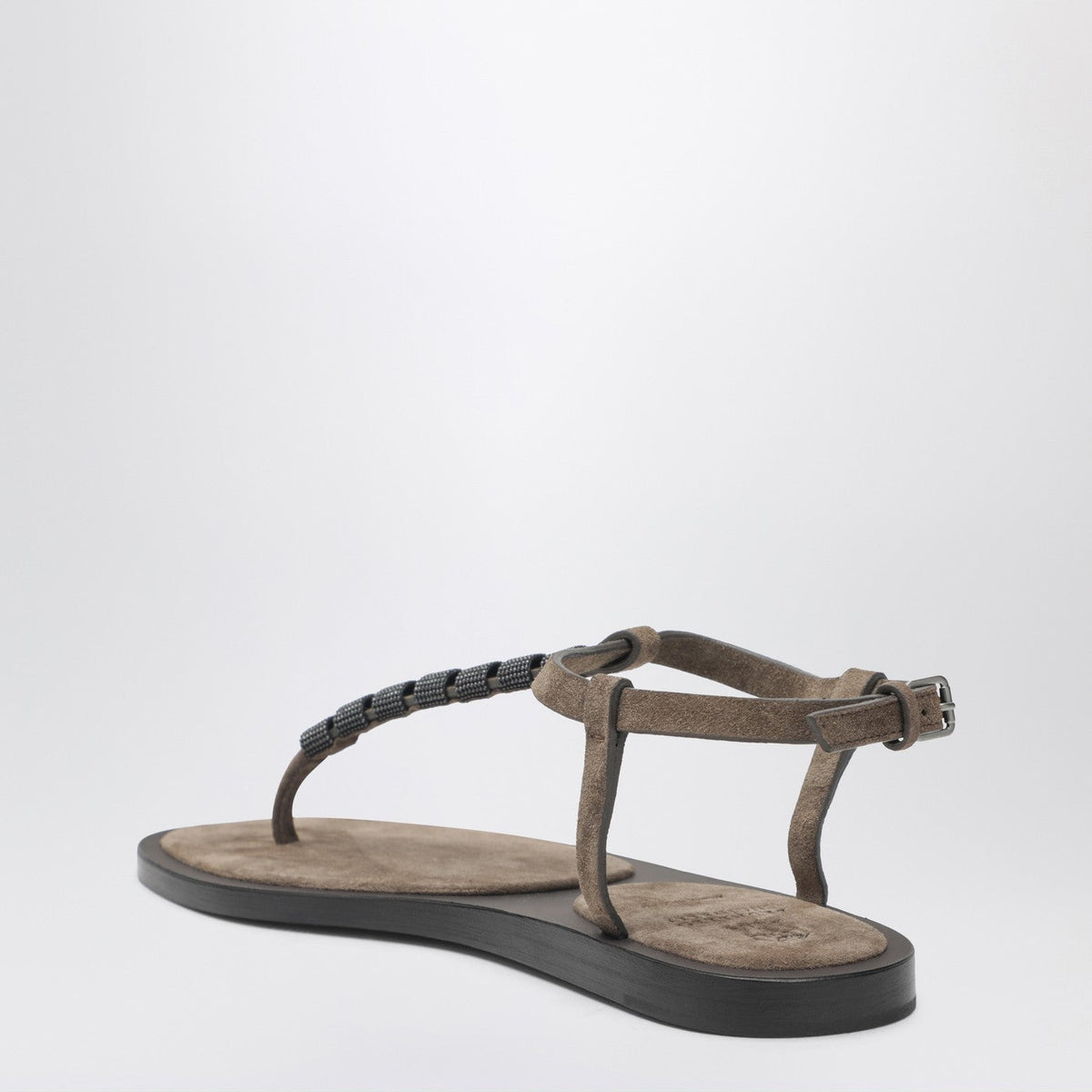 Brunello Cucinelli Suede Thong Sandals With Precious Straps Women BRUNELLO CUCINELLI