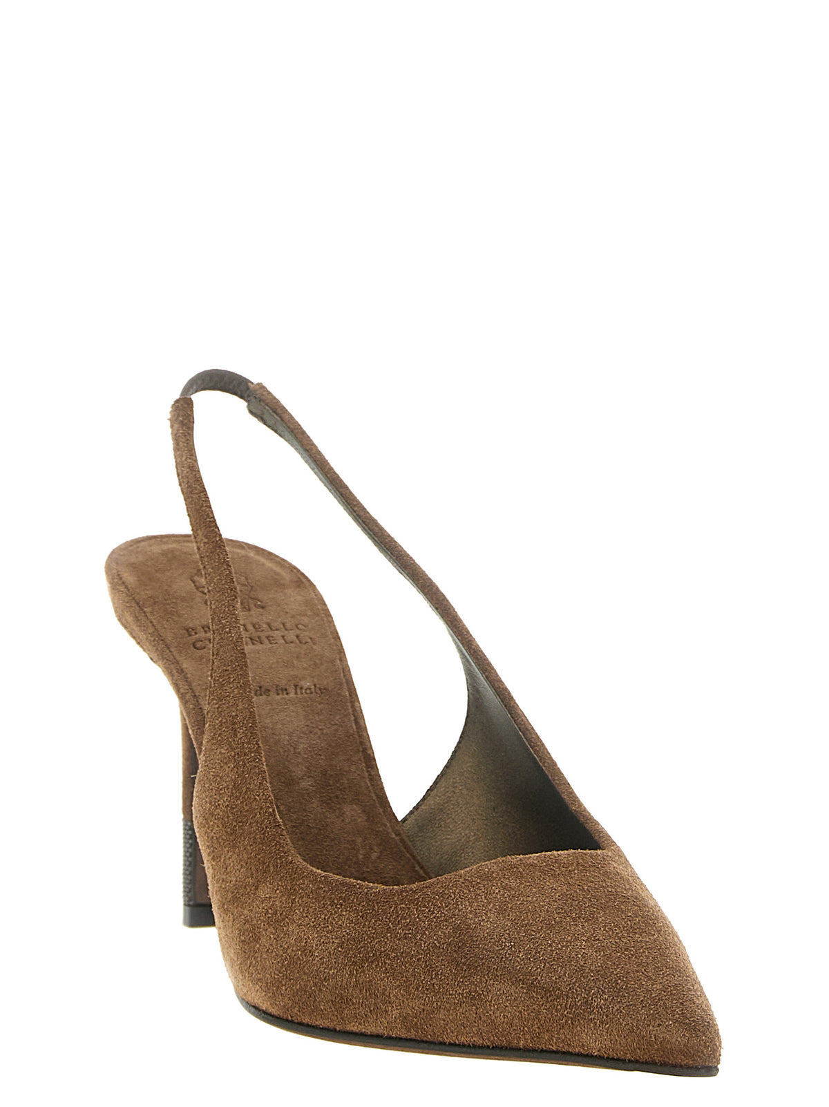 Brunello Cucinelli Women Brown Suede Slingbacks BRUNELLO CUCINELLI