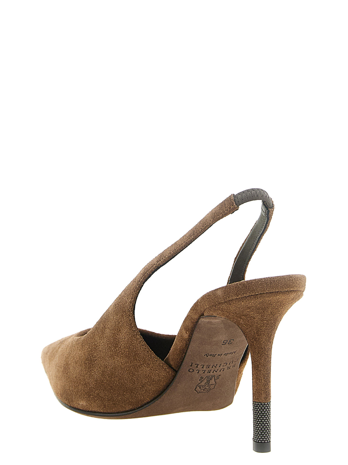 Brunello Cucinelli Women Brown Suede Slingbacks BRUNELLO CUCINELLI