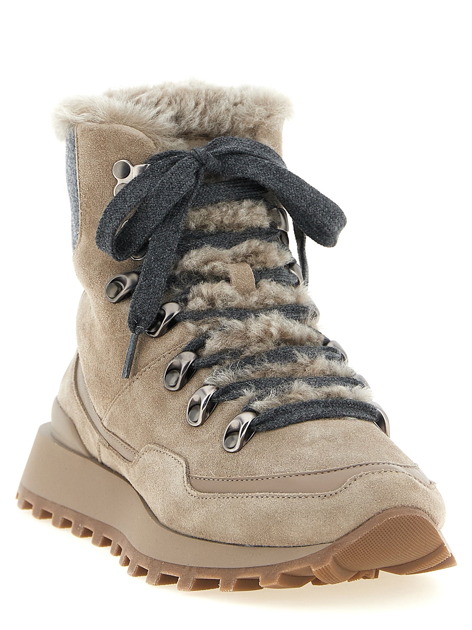 Brunello Cucinelli Women Lace-Up Ankle Boots With Hooks BRUNELLO CUCINELLI