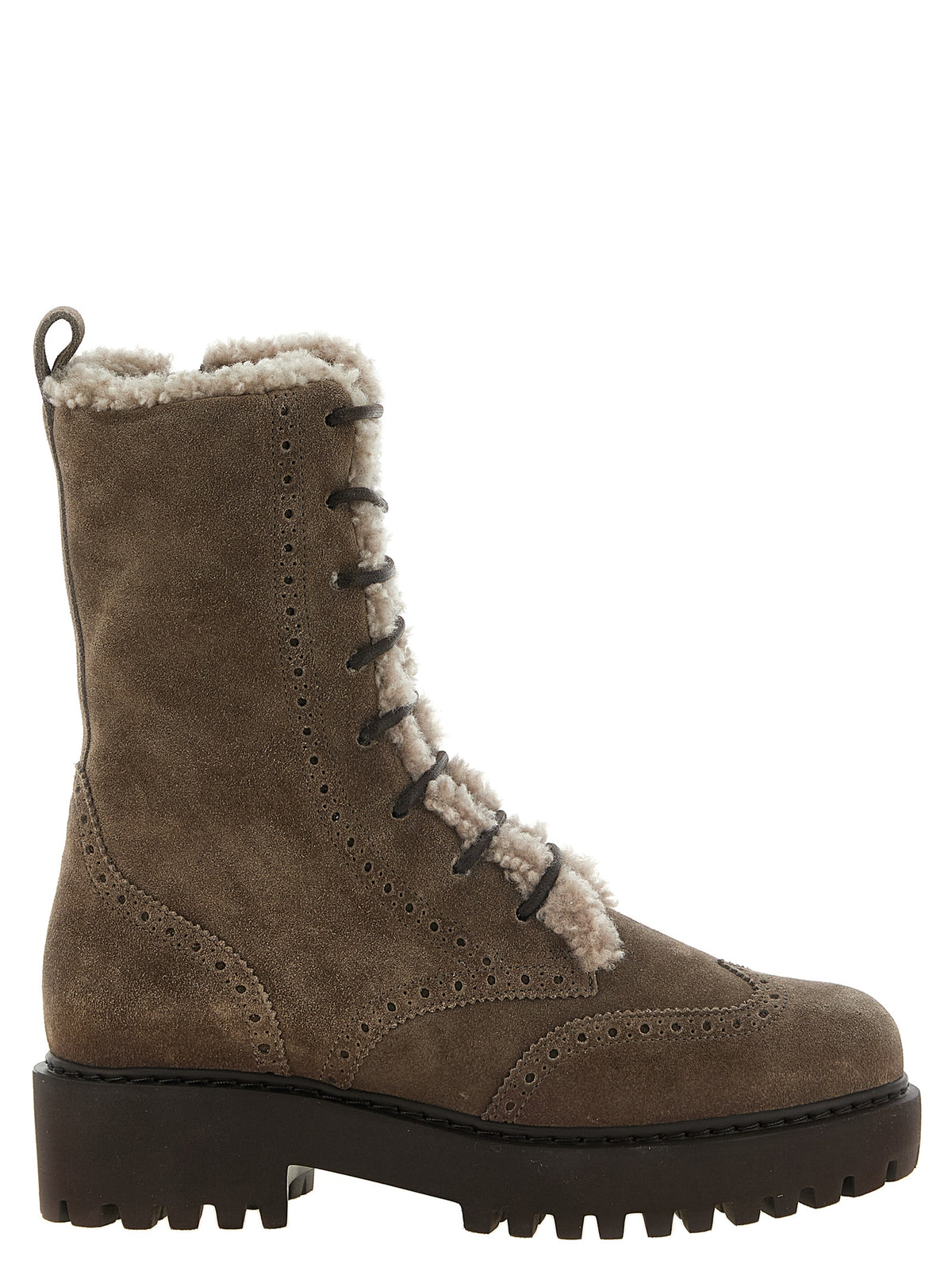 Brunello Cucinelli Women Suede And Brown Shearling Ankle Boots BRUNELLO CUCINELLI