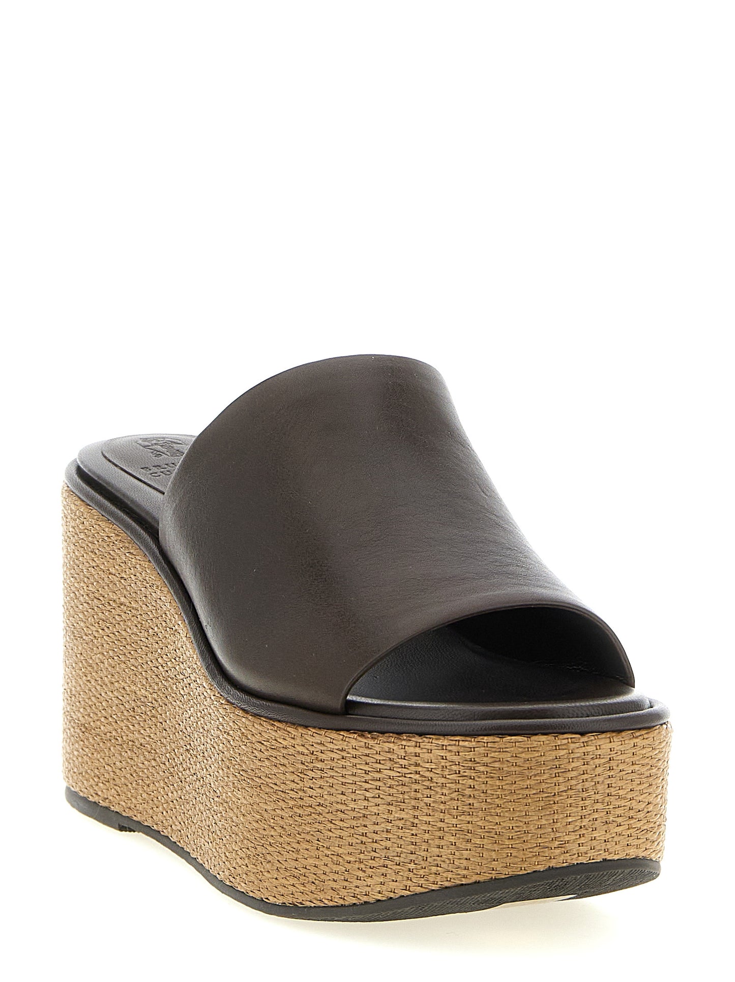 Brunello Cucinelli Women Leather And Raffia Wedges BRUNELLO CUCINELLI