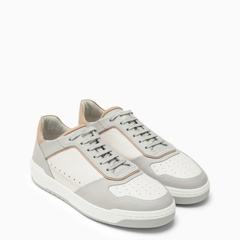 Brunello Cucinelli Low White And Grey Leather Trainer Men