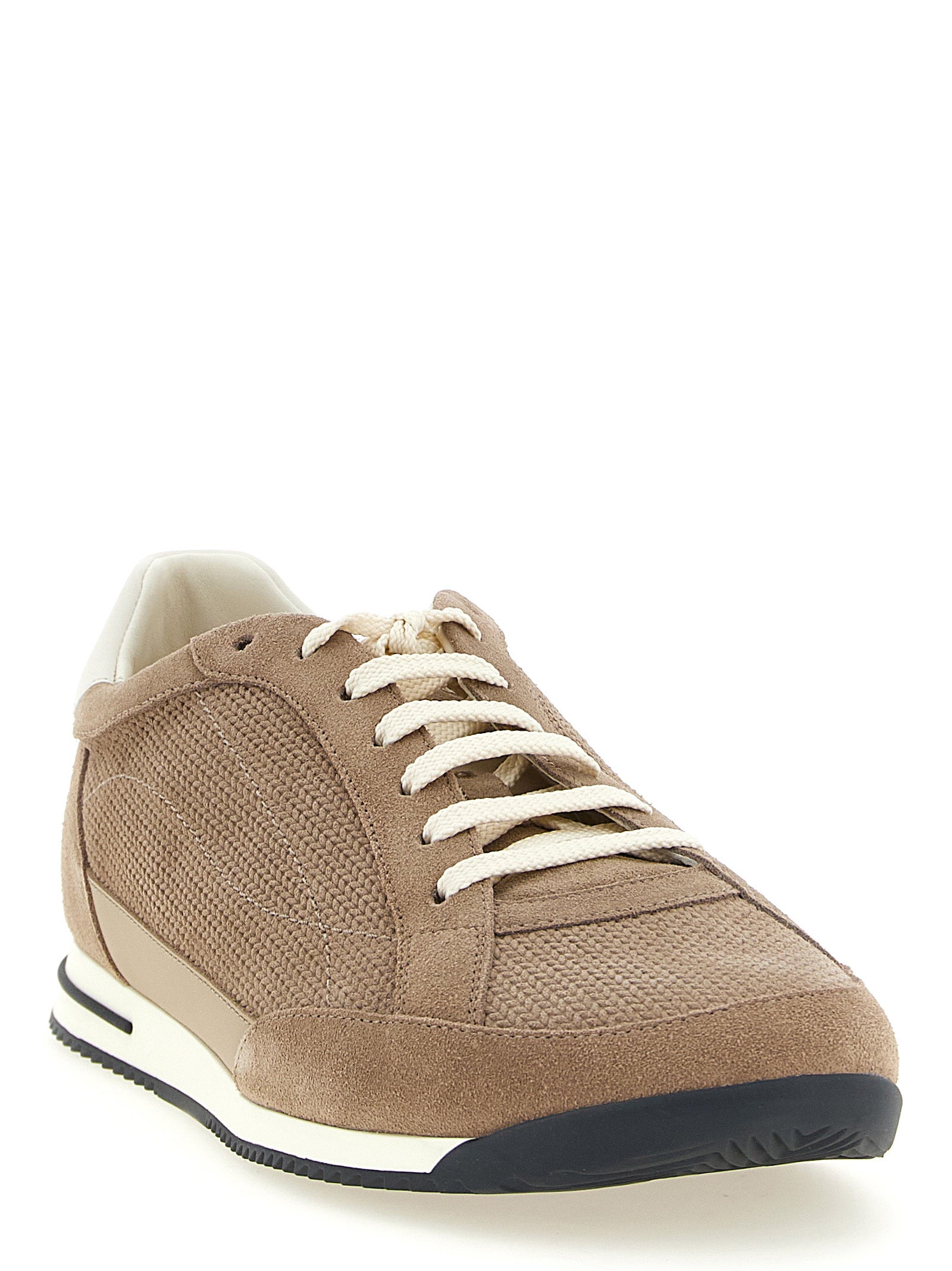 Brunello Cucinelli Men Knit-Effect Suede Sneakers BRUNELLO CUCINELLI
