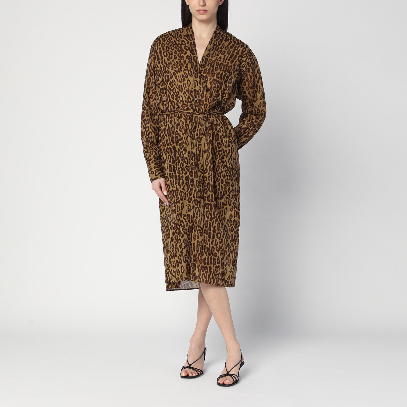 6397 Leopard-Print Shirt Dress In Cotton Voile Women 6397