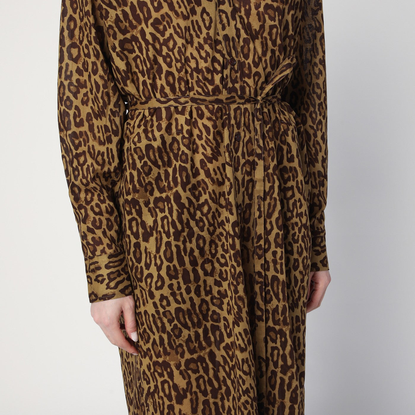 6397 Leopard-Print Shirt Dress In Cotton Voile Women 6397