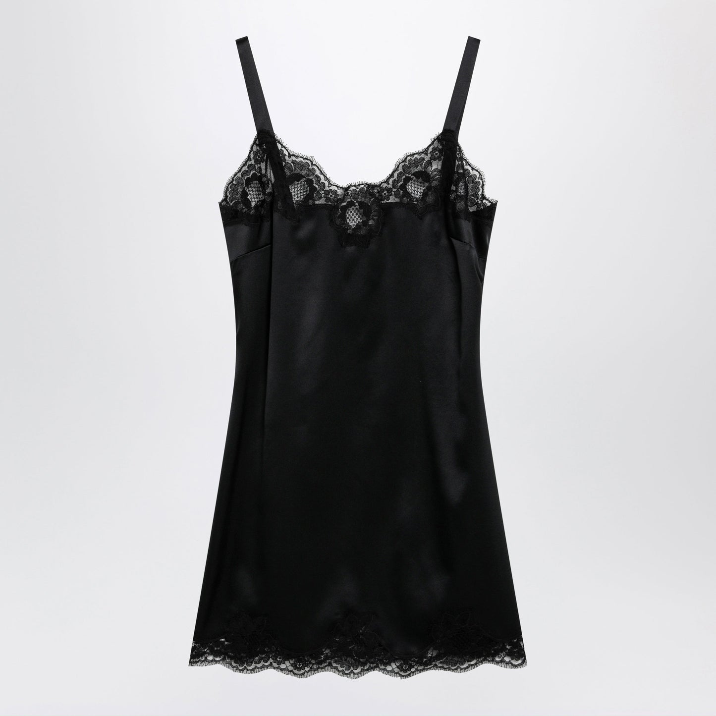 Dolce&Gabbana Black Silk Satin Slip With Lace Trim Women DOLCE & GABBANA