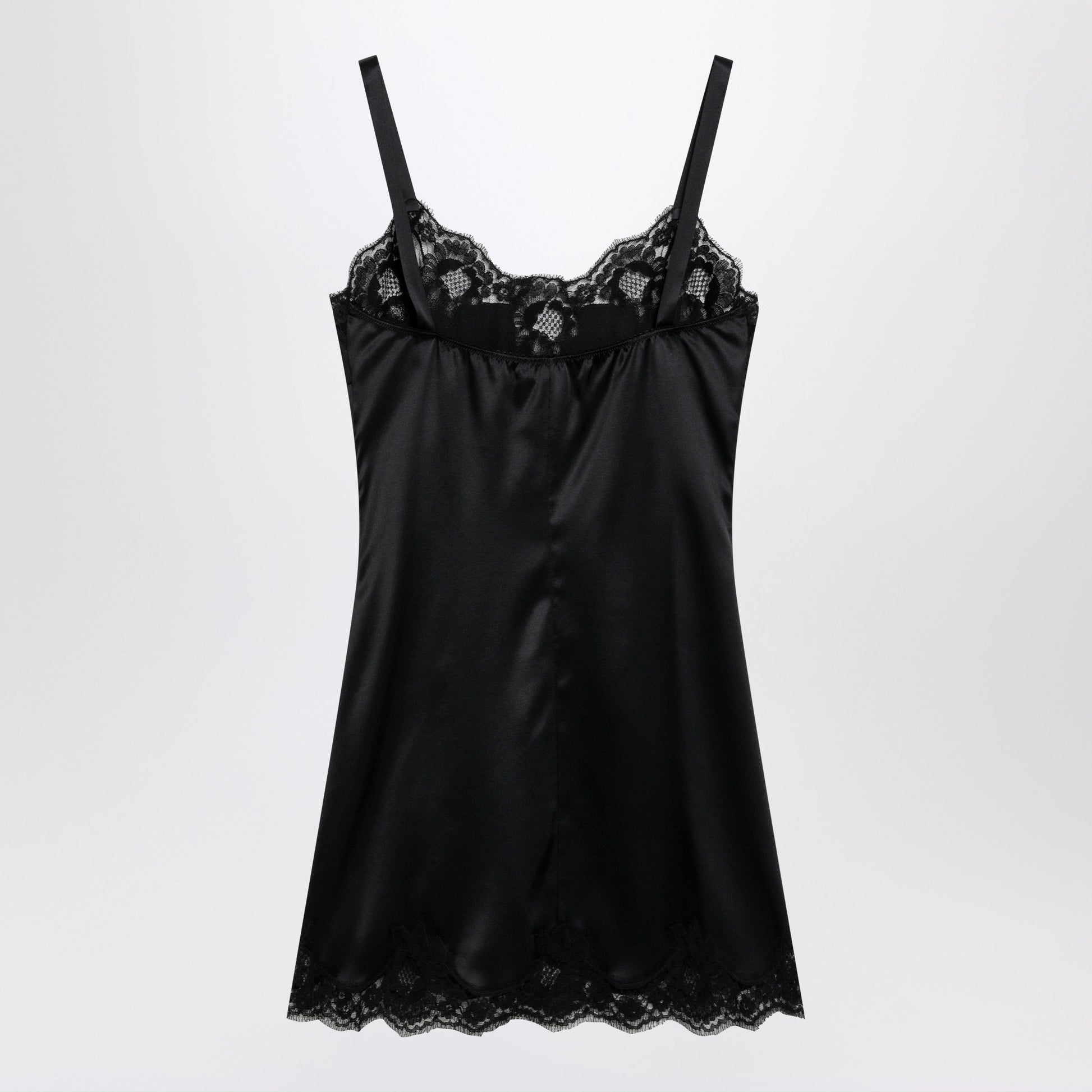 Dolce&Gabbana Black Silk Satin Slip With Lace Trim Women DOLCE & GABBANA