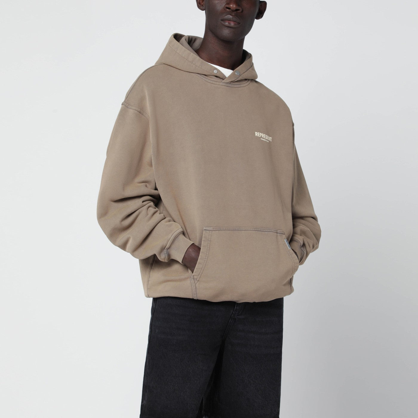 Represent Light Brown Oversized Hoodie Men Represent