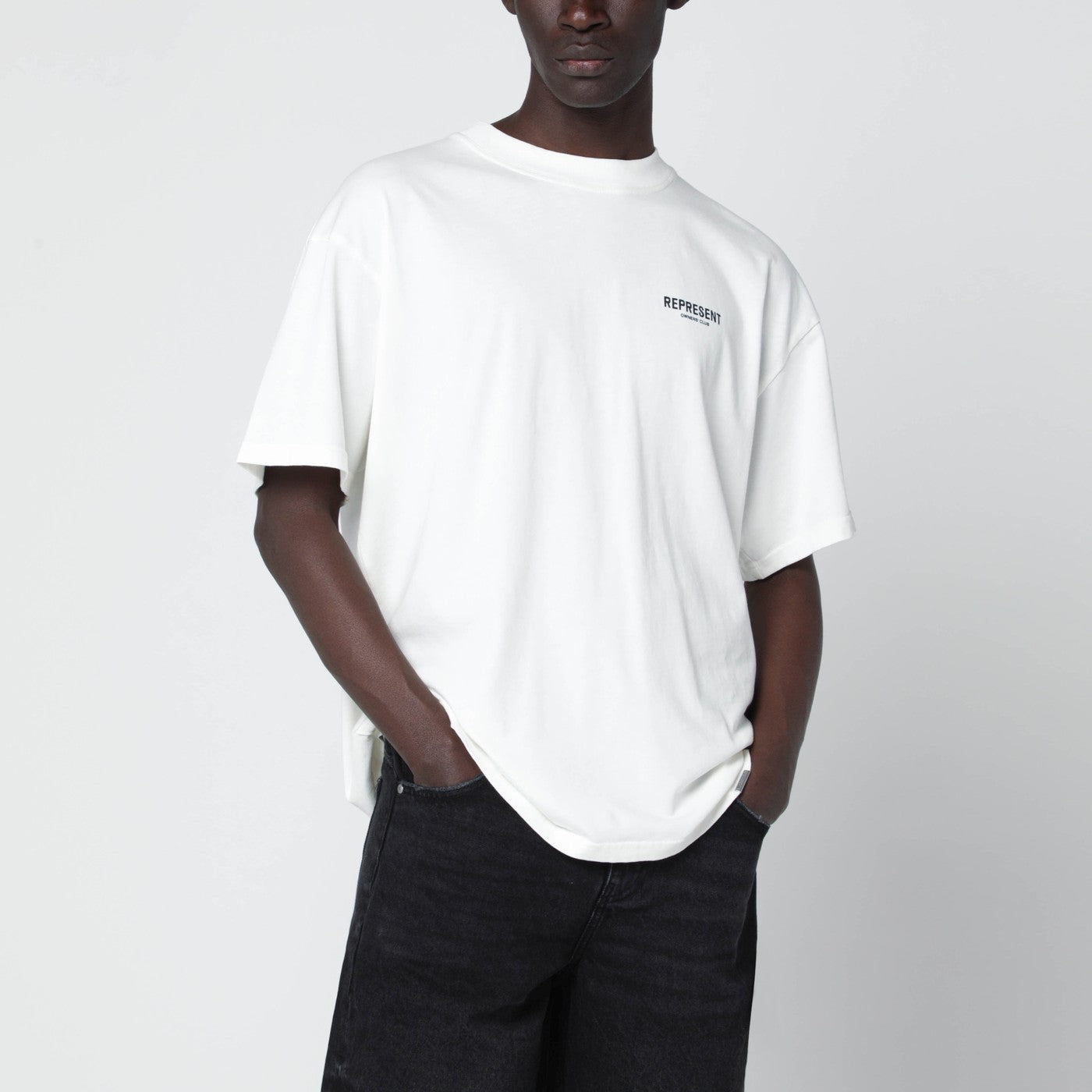 Represent White Cotton T-Shirt With Logo Men Represent