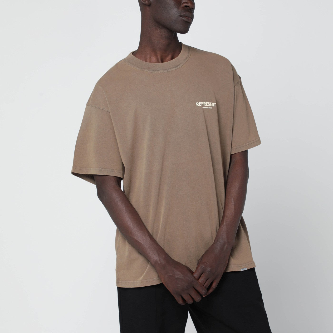 Represent Light Brown Cotton T-Shirt With Logo Men Represent