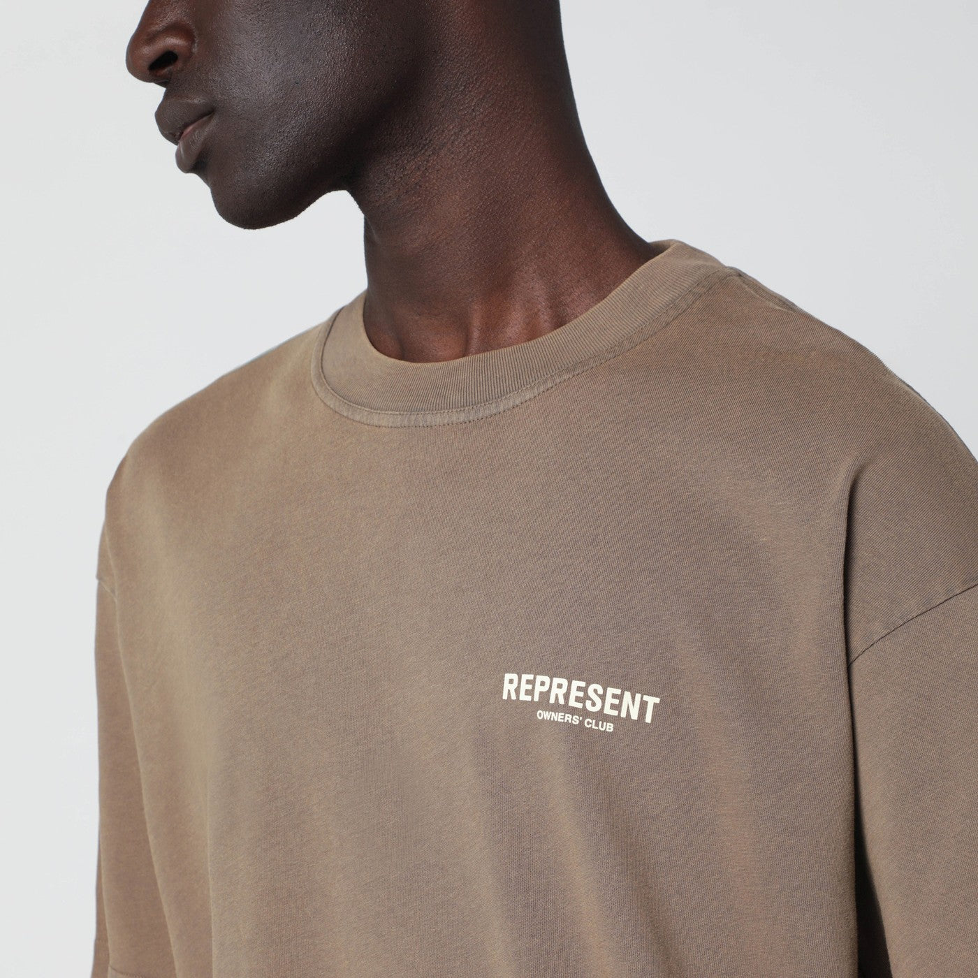 Represent Light Brown Cotton T-Shirt With Logo Men Represent