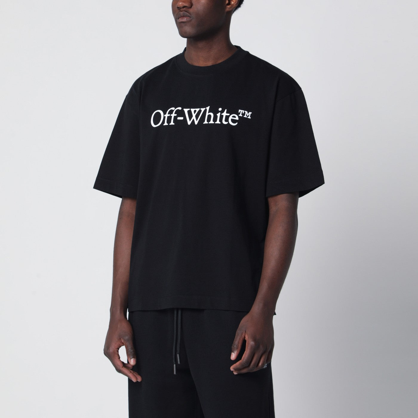 Off-White Black T-Shirt With Logo Print Men OFF-WHITE