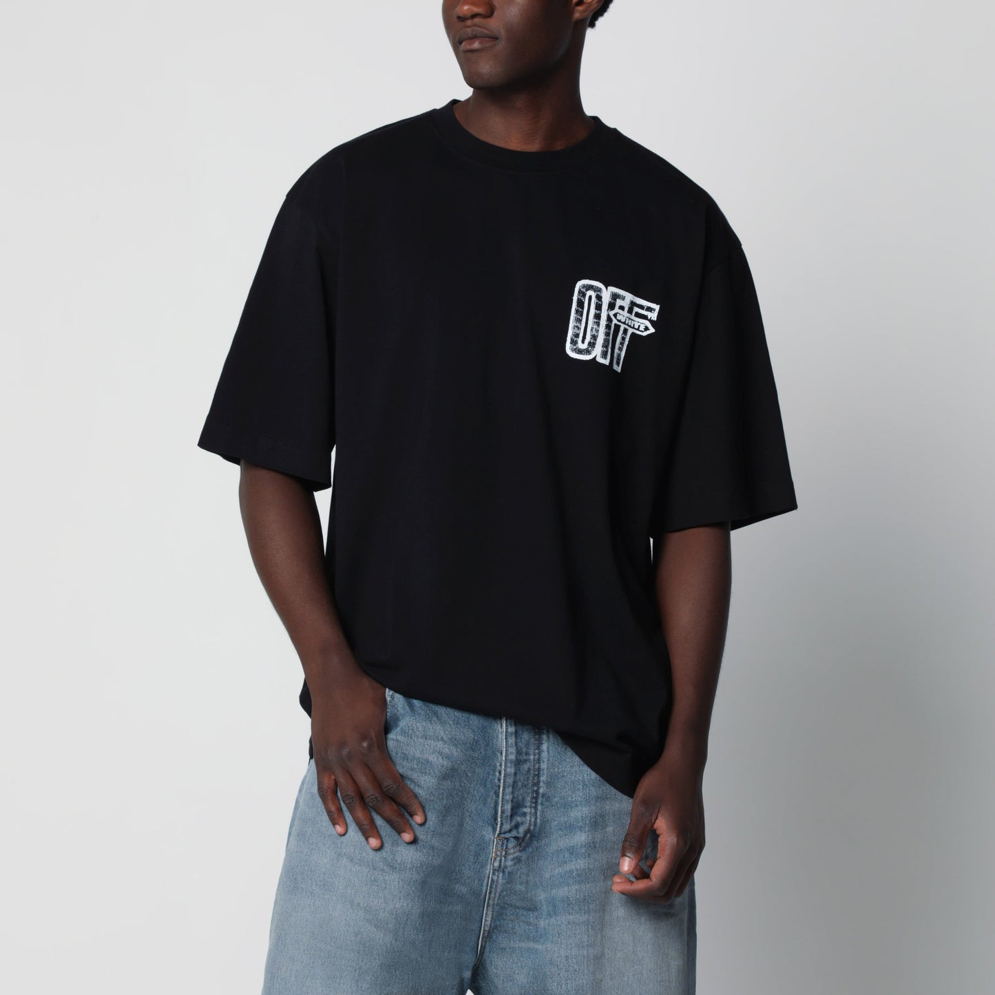 Off-White Motion Arrow Logo T-Shirt In Black Cotton Men OFF-WHITE