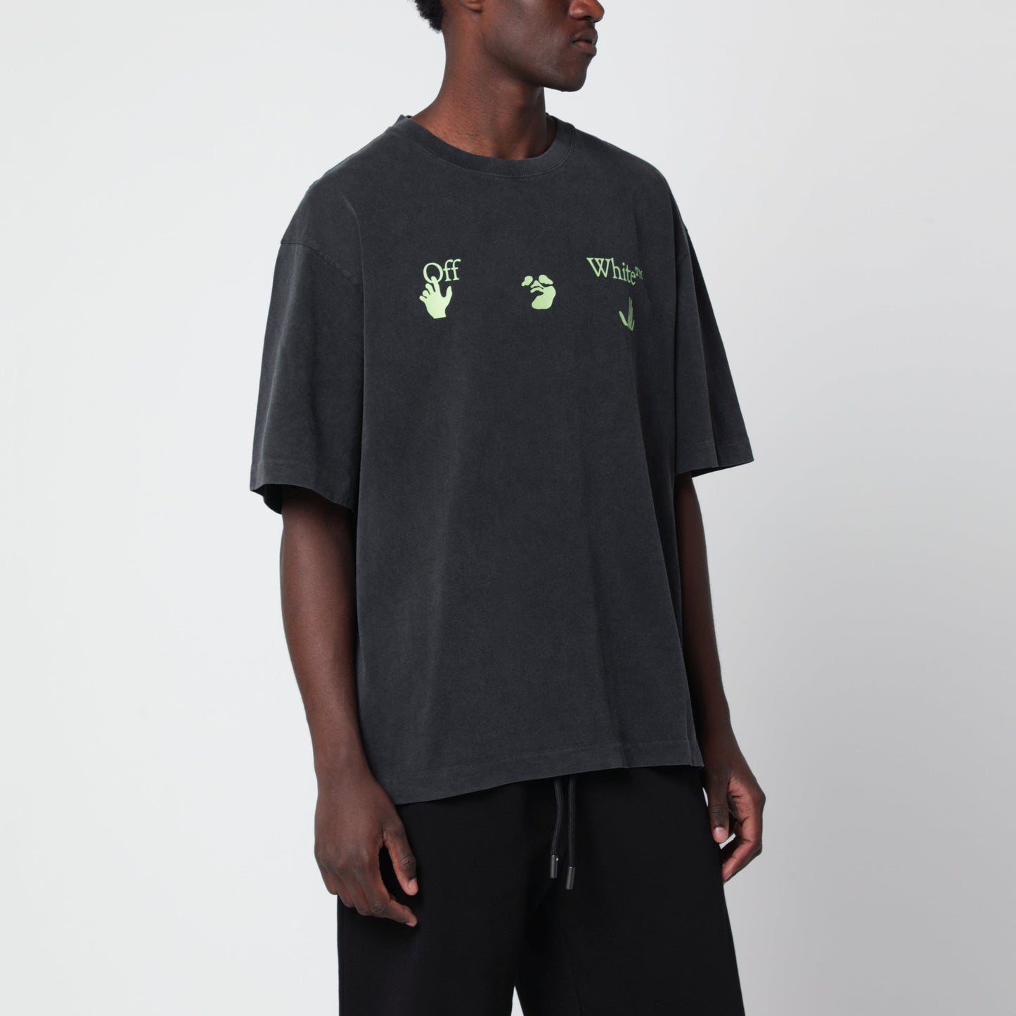 Off-White Vintage Black T-Shirt With Logo Prints Men OFF-WHITE