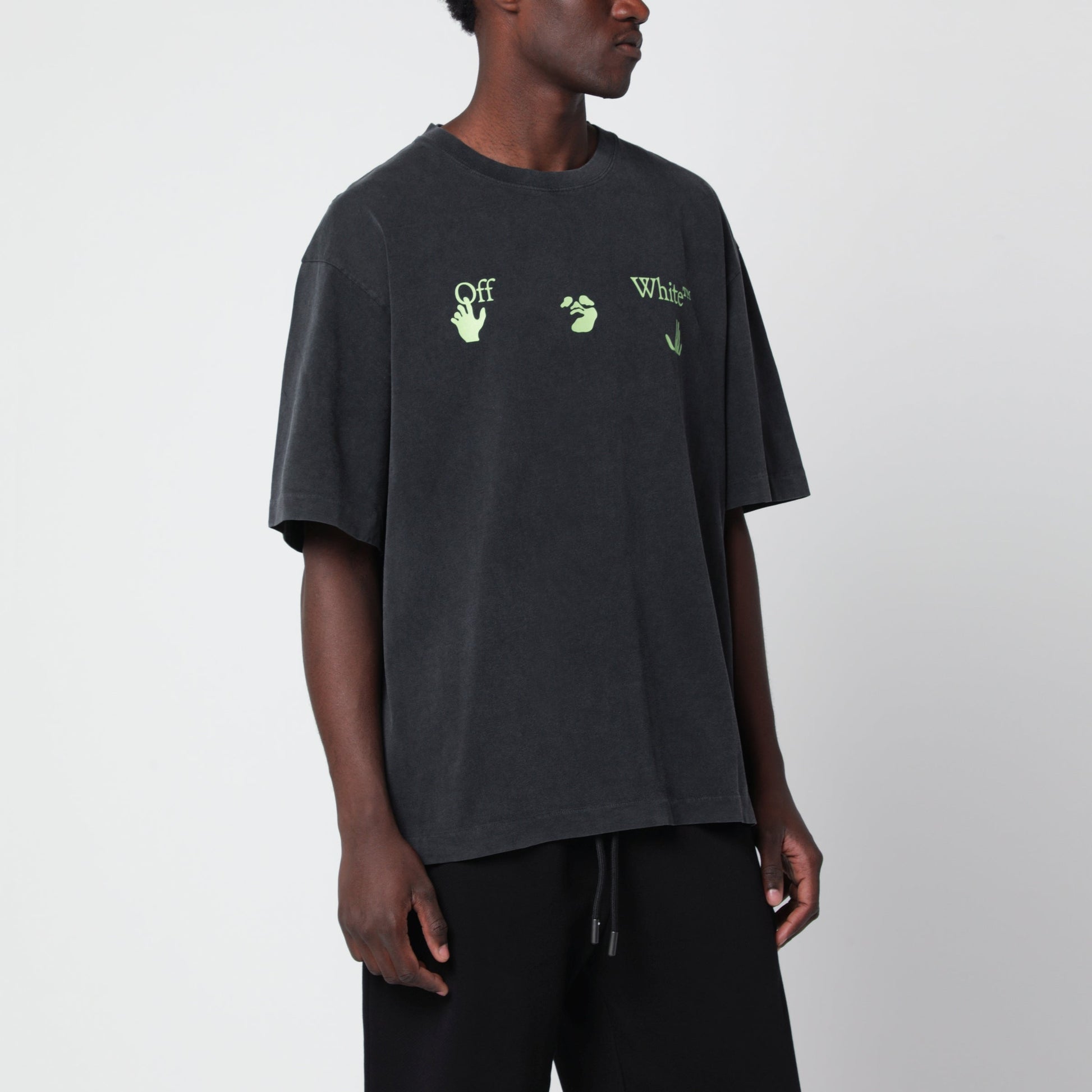 Off-White Vintage Black T-Shirt With Logo Prints Men OFF-WHITE