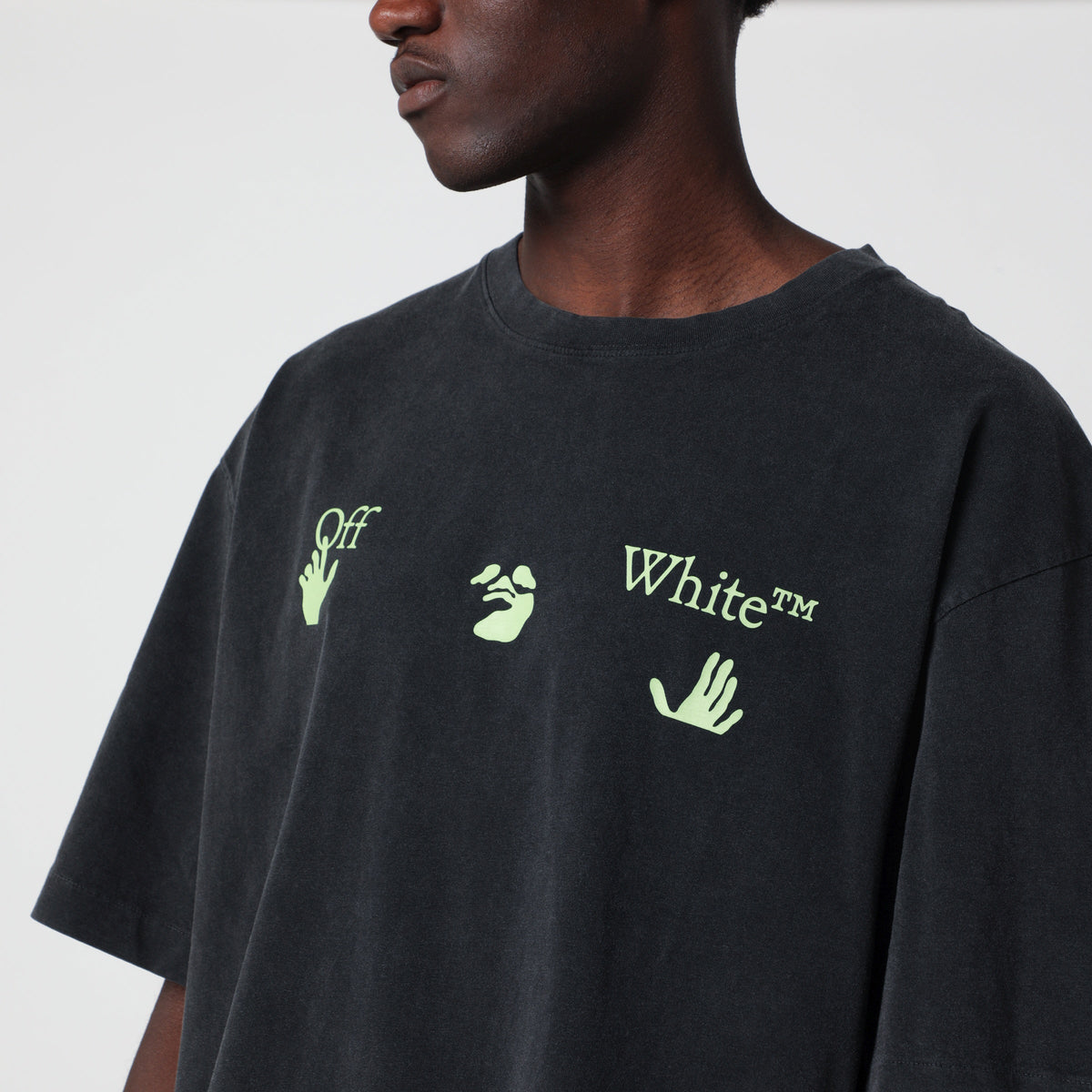 Off-White Vintage Black T-Shirt With Logo Prints Men OFF-WHITE