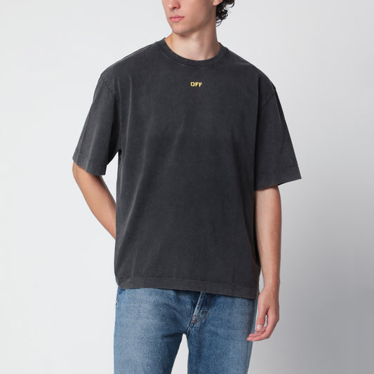 Off-White Off-White Washed Black T-Shirt With Off Logo Men