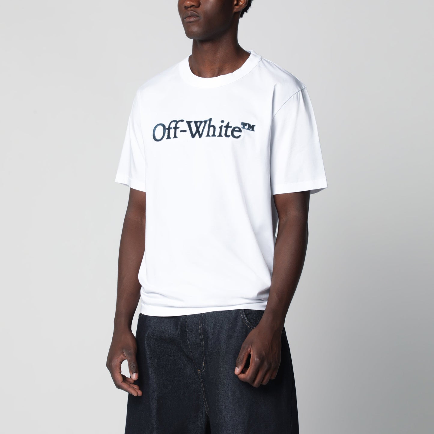 Off-White White T-Shirt With Embroidered Logo Men OFF-WHITE