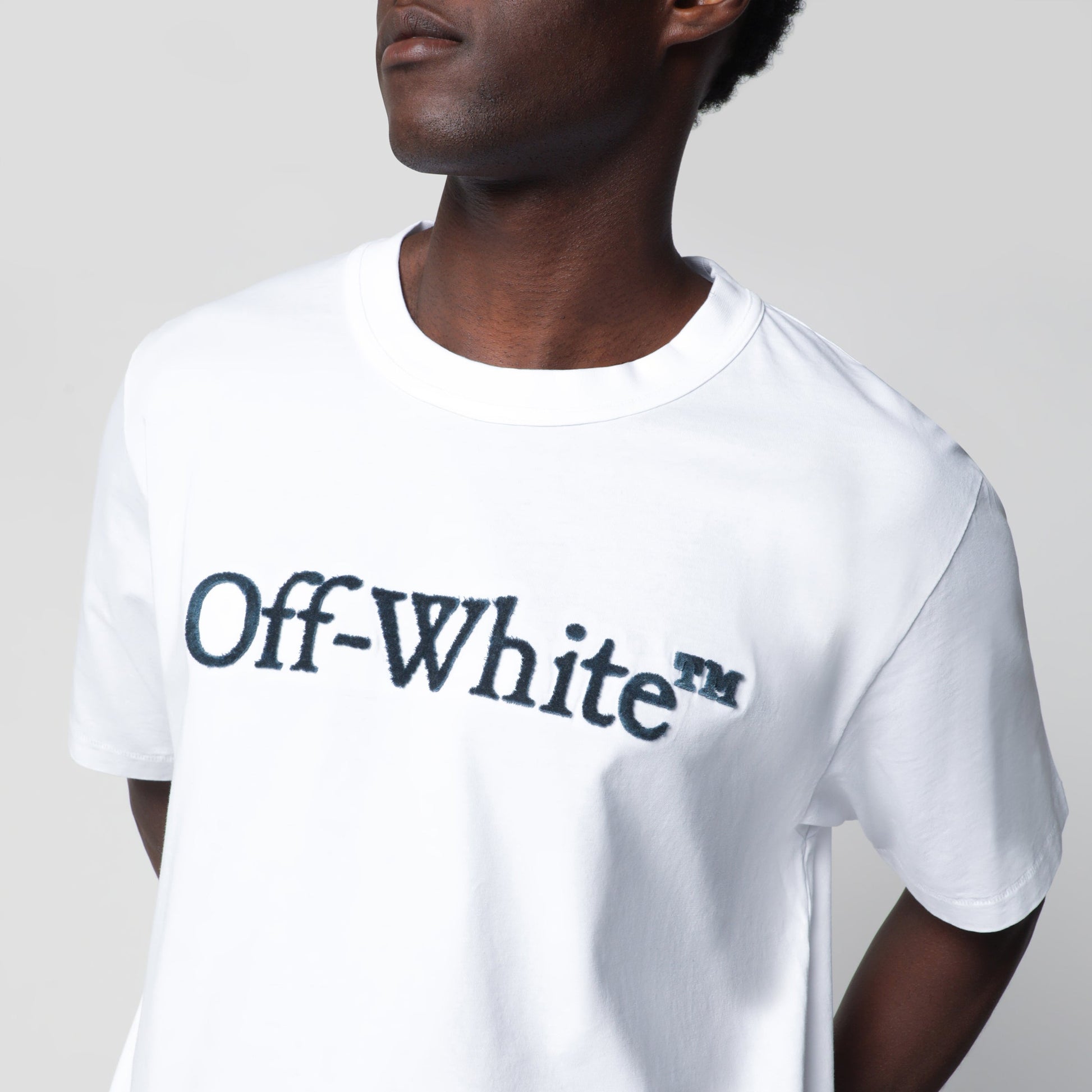 Off-White White T-Shirt With Embroidered Logo Men OFF-WHITE