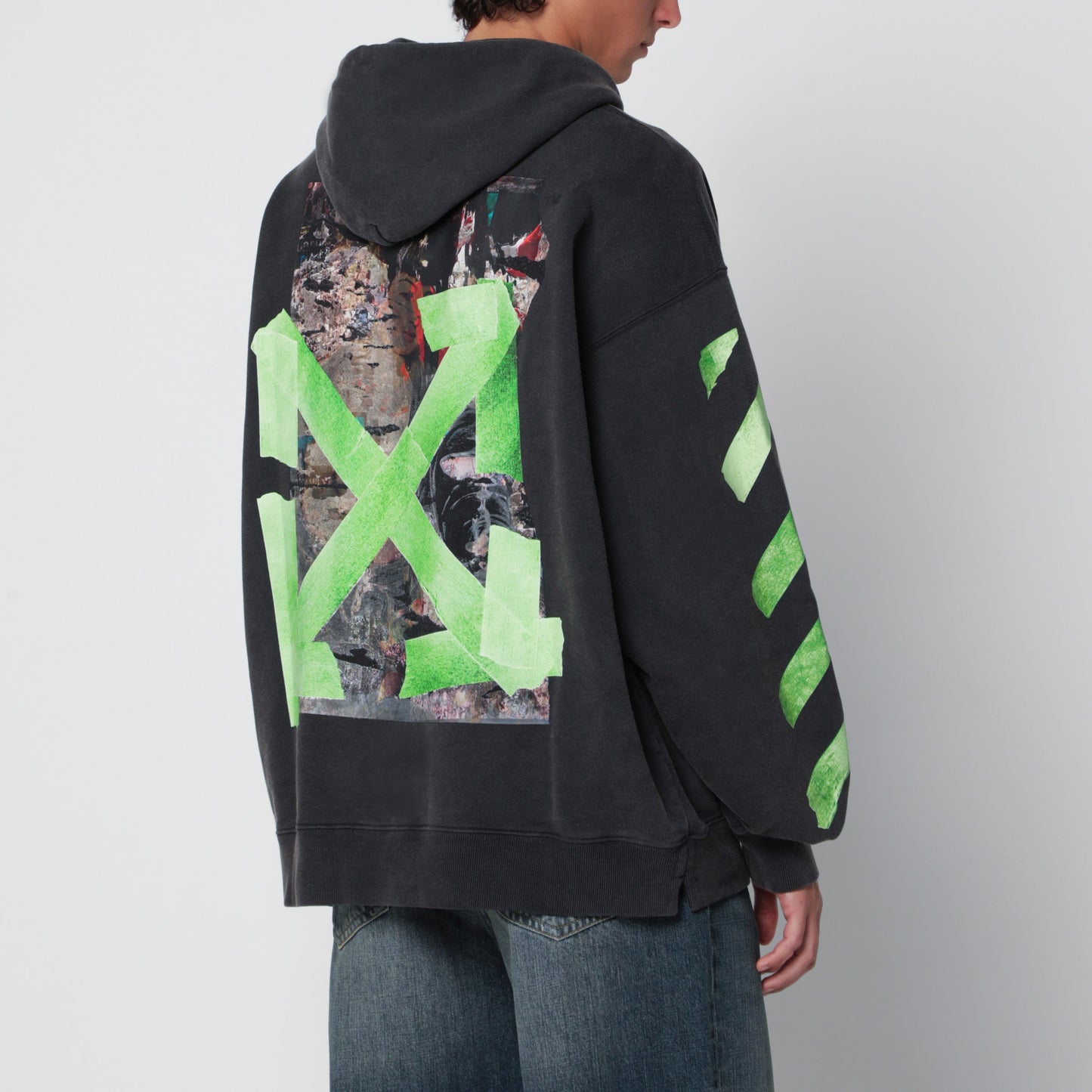 Off-White Washed Black Sweatshirt With Logo Prints Men OFF-WHITE