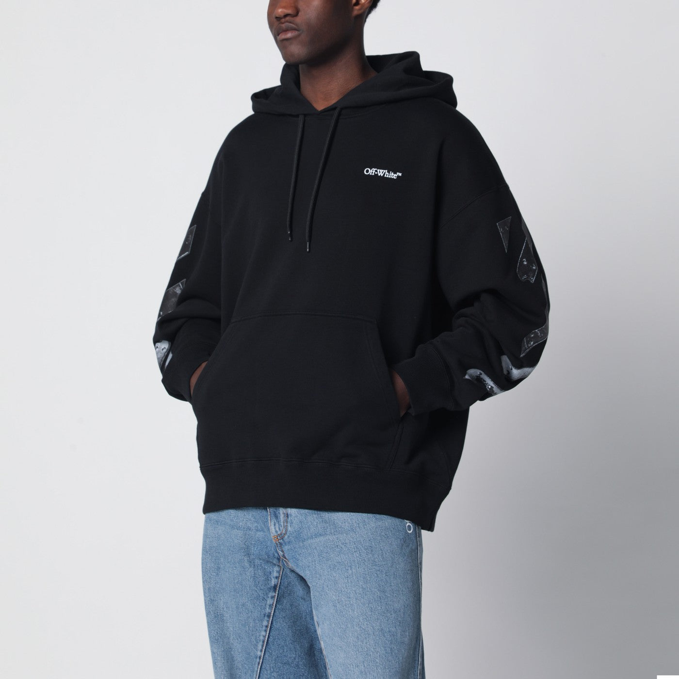 Off-White Black Hooded Sweatshirt With Logo Print Men OFF-WHITE