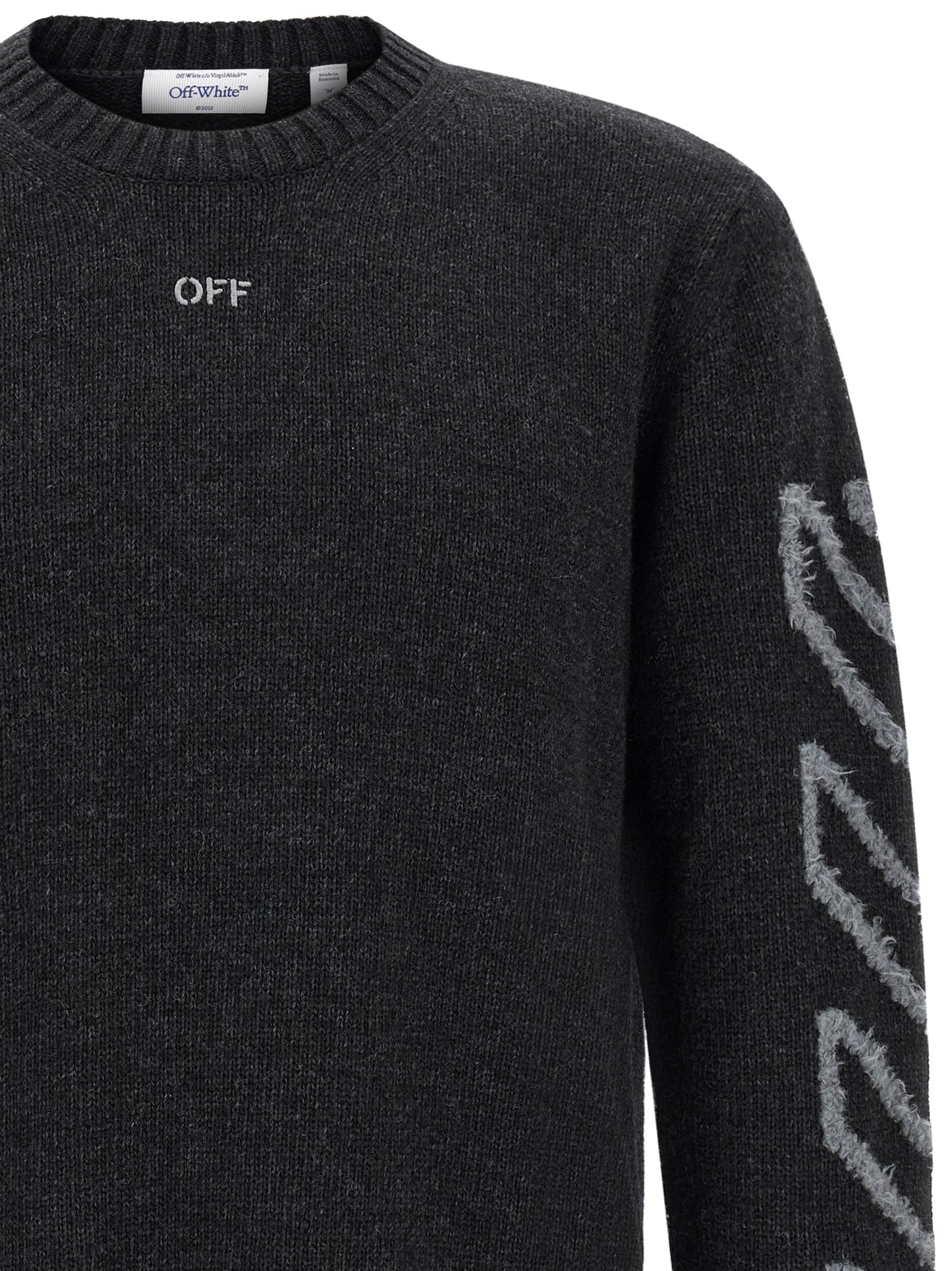 Off-White Men 'Diag Arrow Fuzzy' Sweater With Intarsia OFF-WHITE