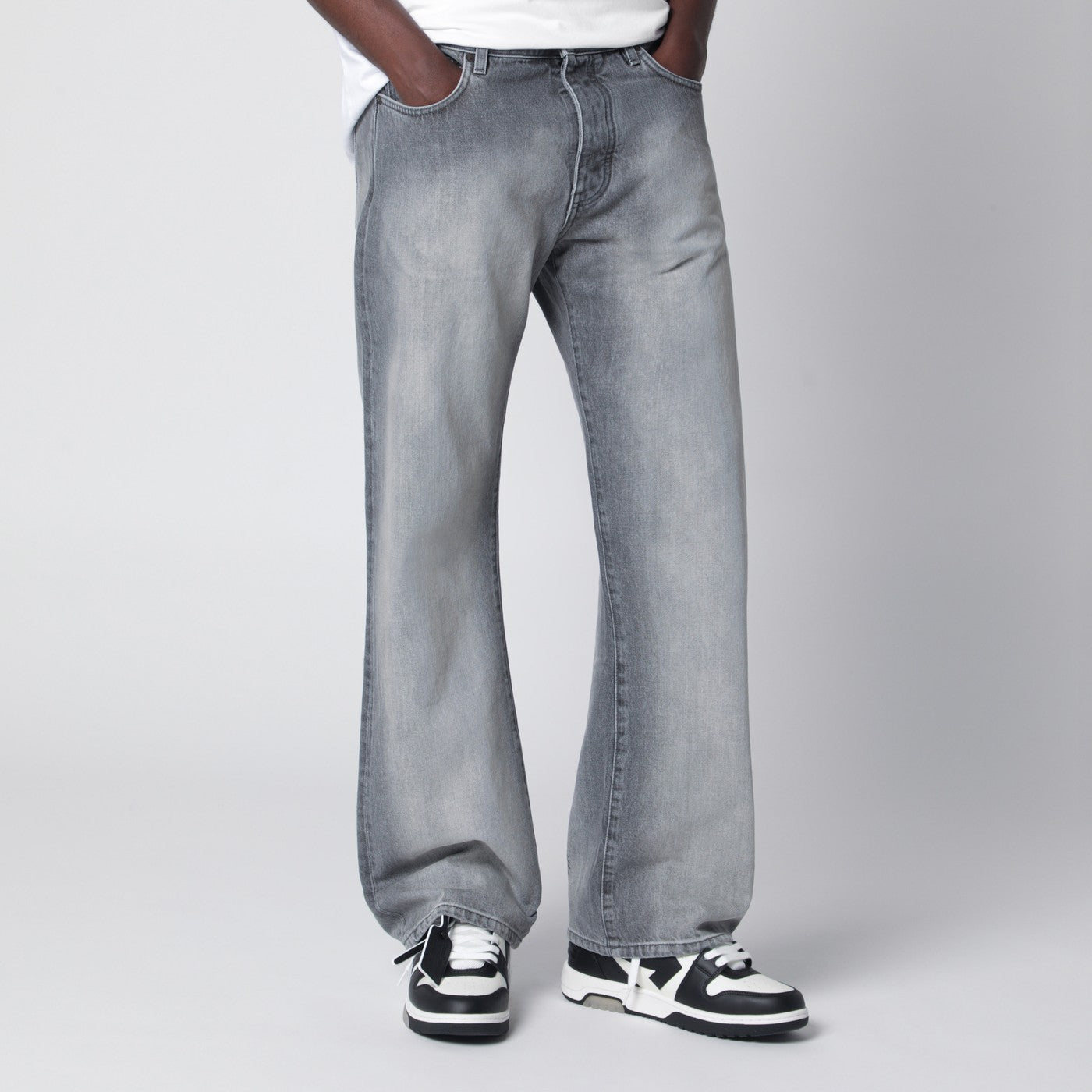 Off-White Grey Washed-Effect Jeans Men OFF-WHITE