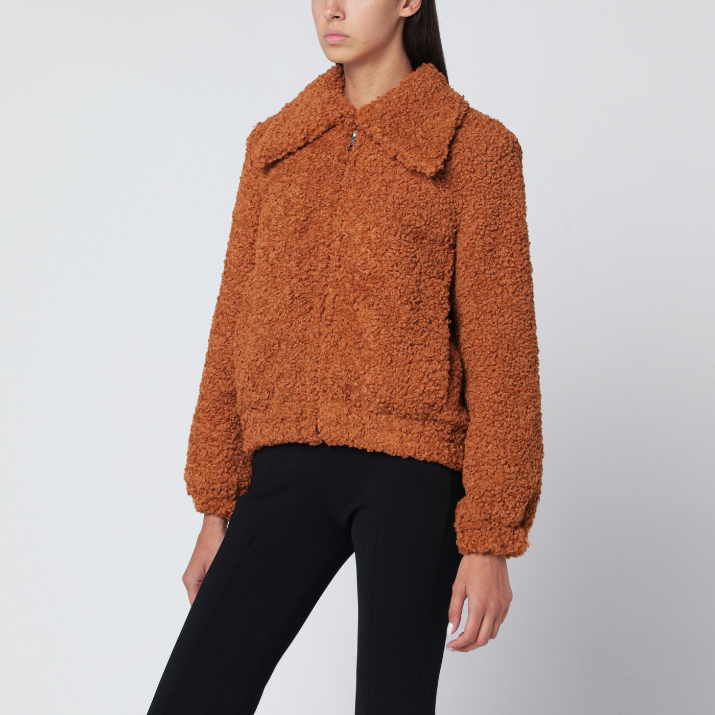 Patou Pumpkin-Coloured Faux Fur Bomber Jacket Women PATOU
