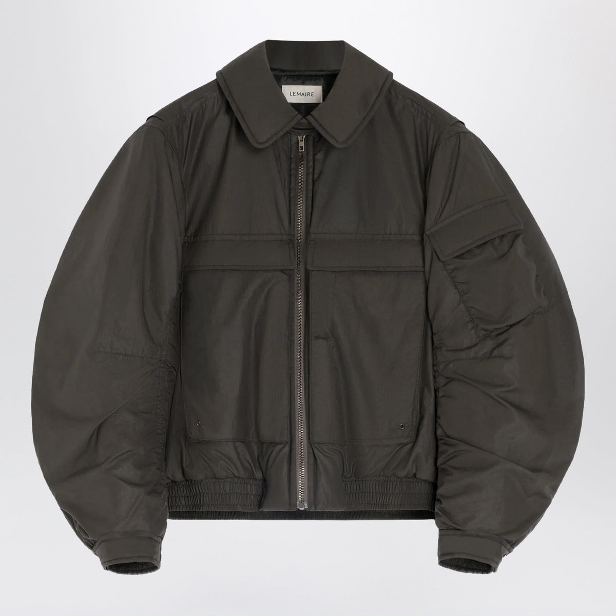 Lemaire Bomber Jacket With Removable Collar In Brown Polyamide Women LEMAIRE