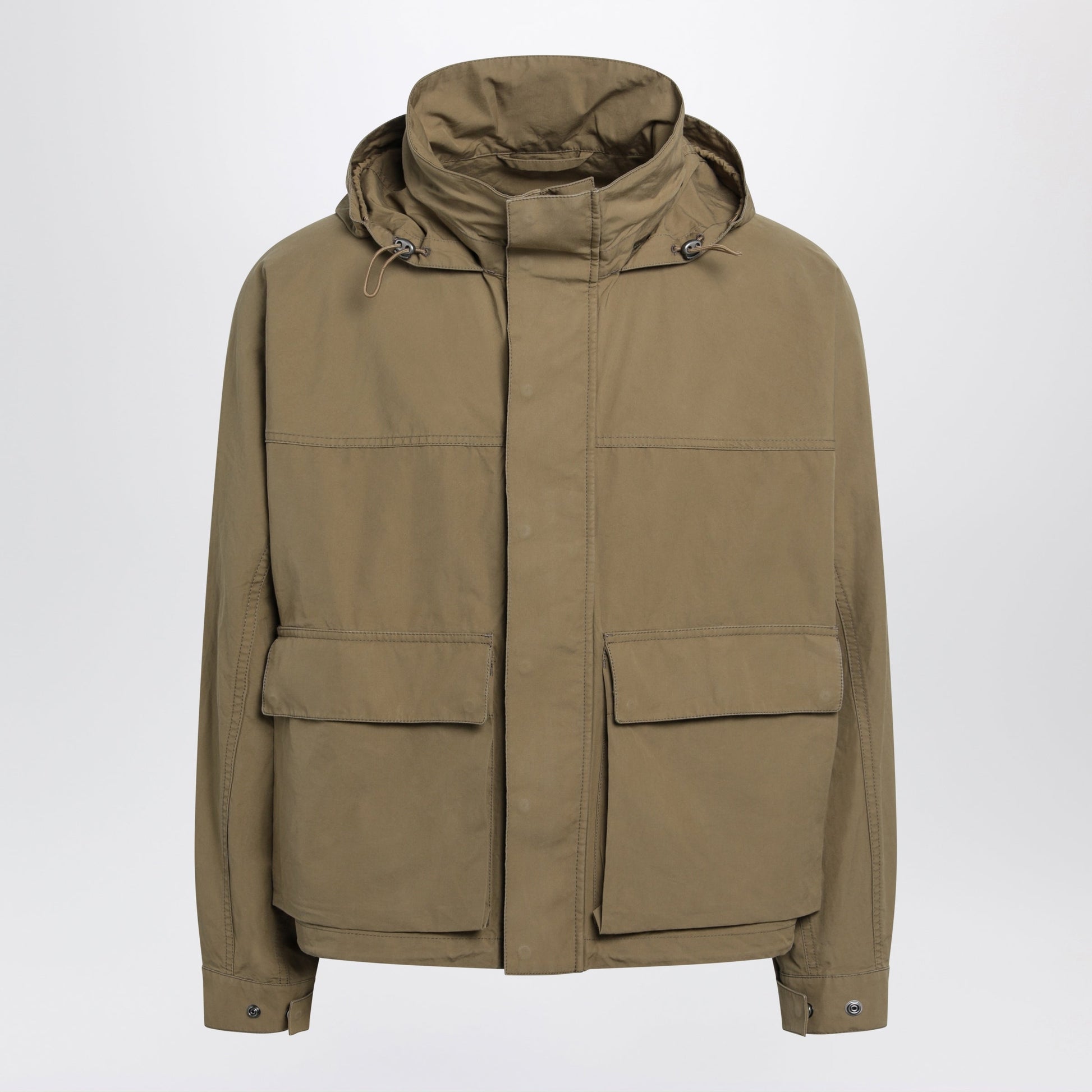 Lemaire Short Hooded Parka In Khaki Cotton Men LEMAIRE