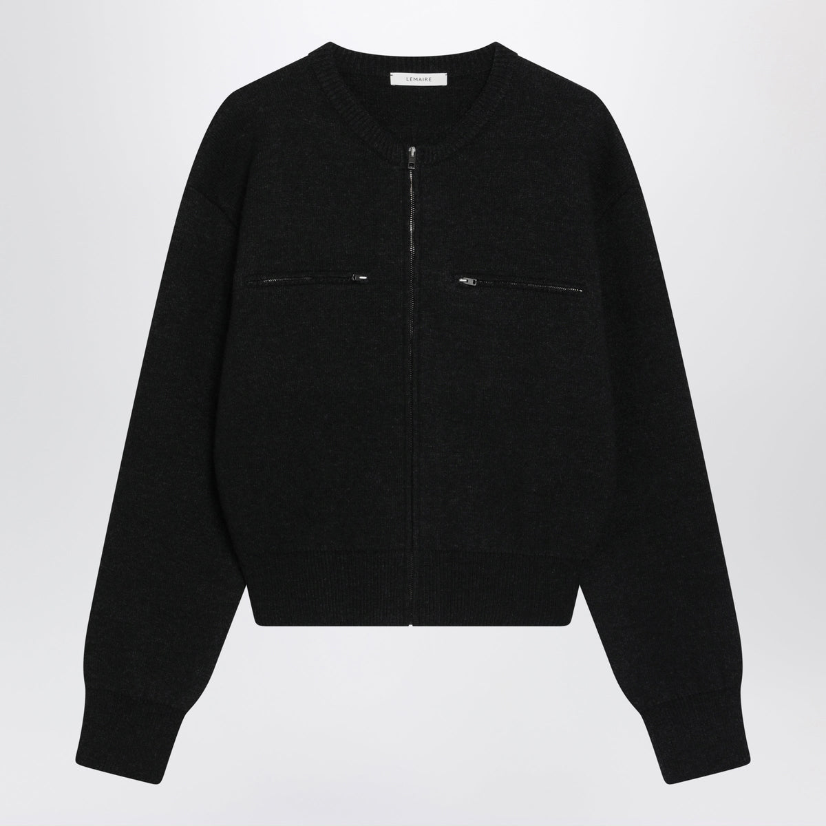 Lemaire Charcoal-Colored Alpaca Blend Zip-Up Sweater Women LEMAIRE